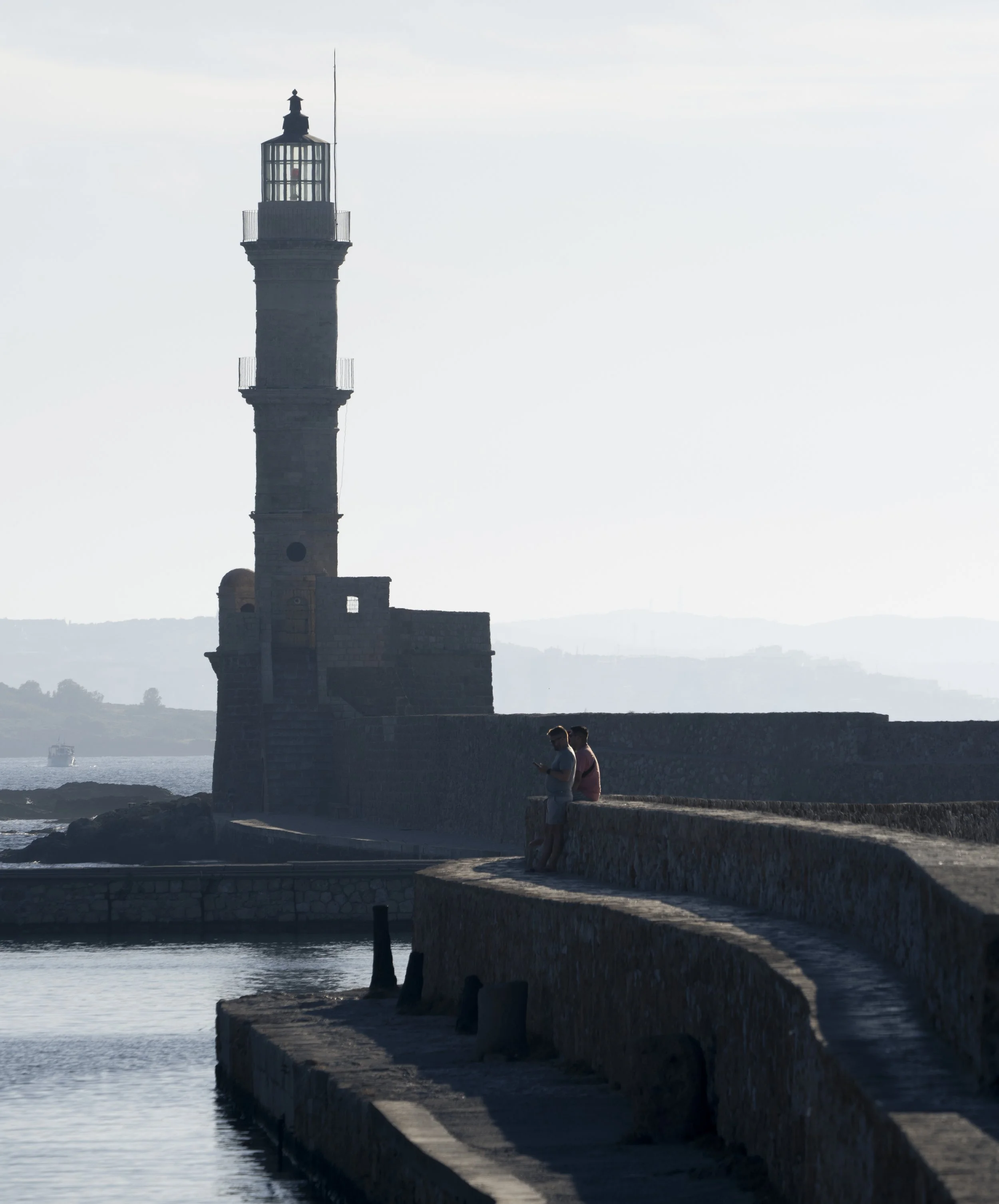Seawall leading to the Lighthouse of Chania, Crete, Greece