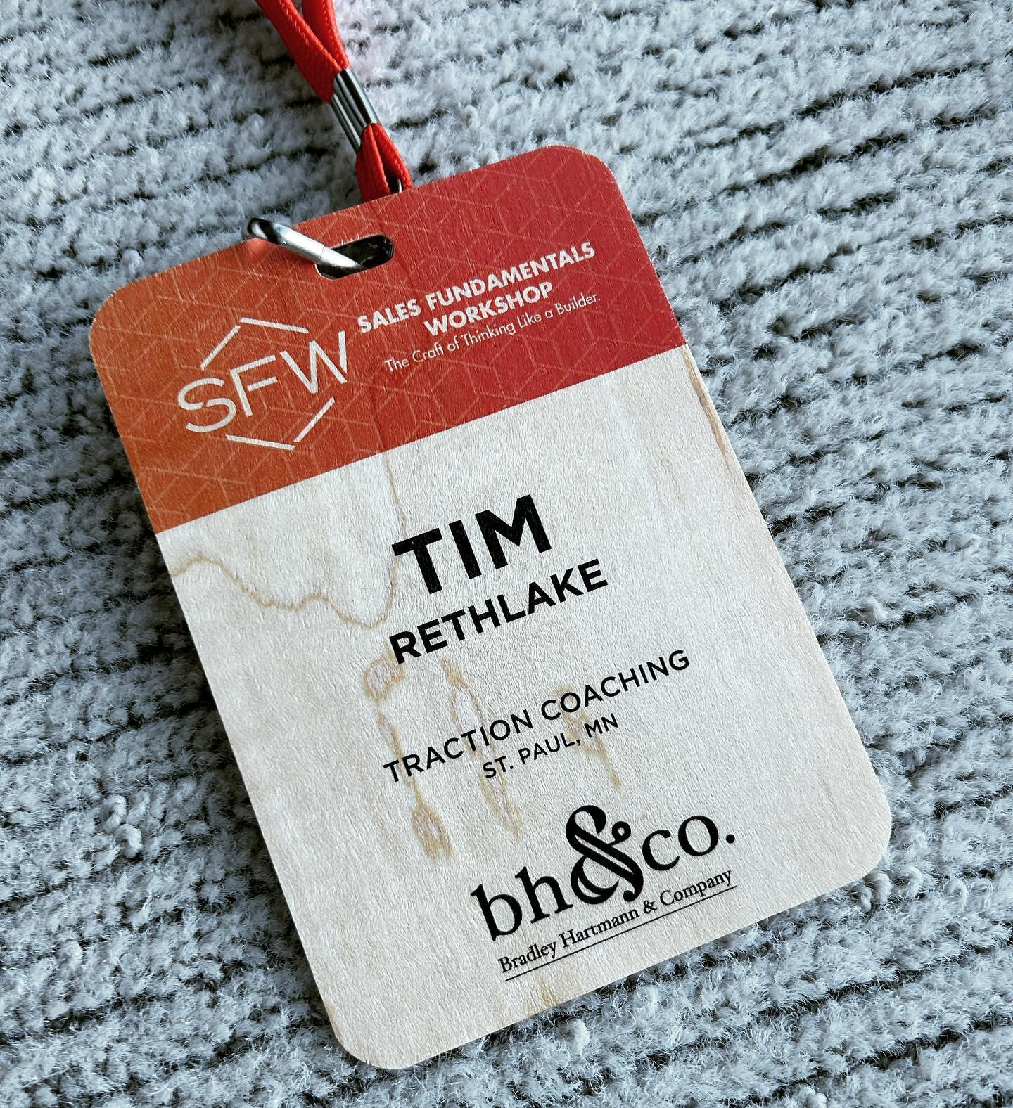First conference name badge for TRaction Coaching. Can&rsquo;t think of a better event for it than:
#salesfundamentalsworkshop 
#bradleyhartmannandco