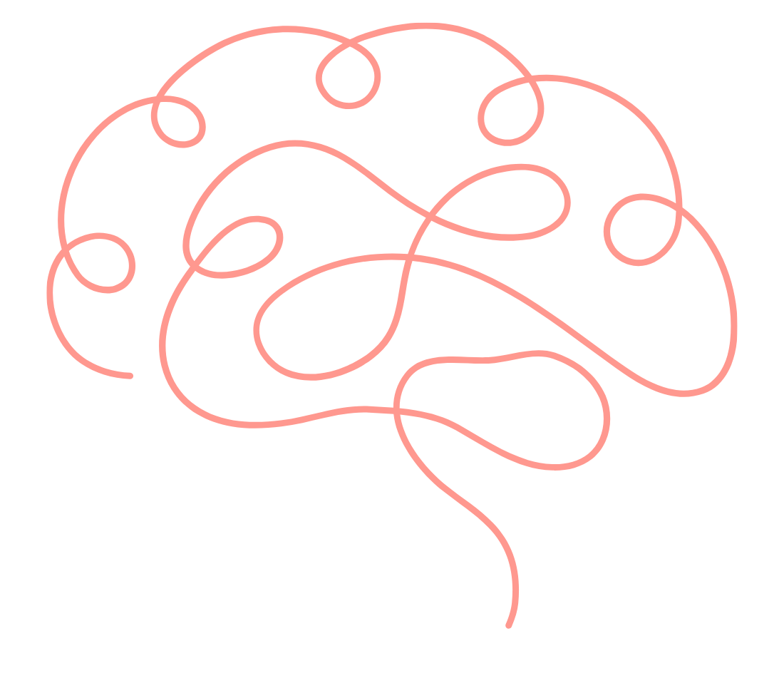 Abstract line drawing of a brain with looping lines, symbolizing how trauma and anxiety are stored in the body and processed through Brainspotting therapy in Oklahoma City.