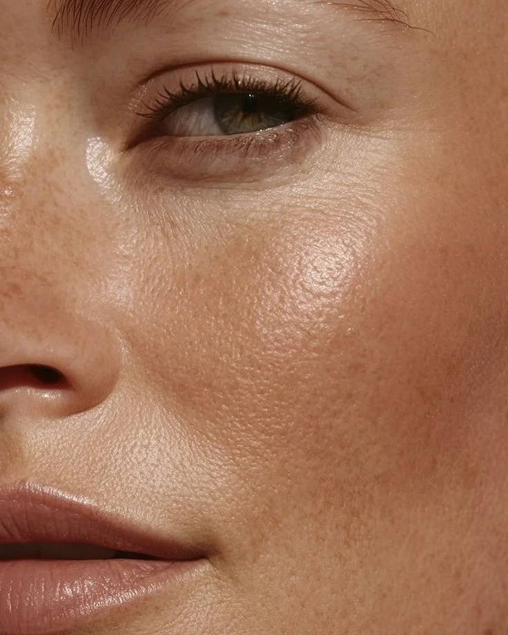 Close-up of a person's face with cream applied to their cheek and near their lips.