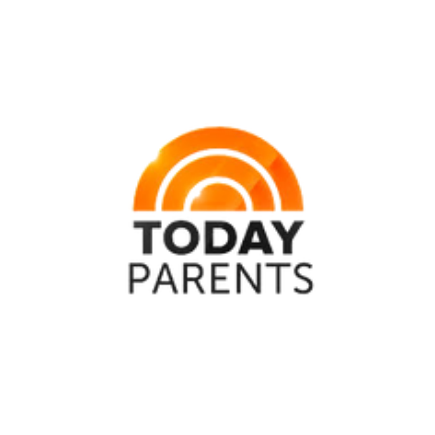 Logo for Today Parents featuring an orange semi-circular sunrise with three lines above, and the text 'Today Parents' below in black.