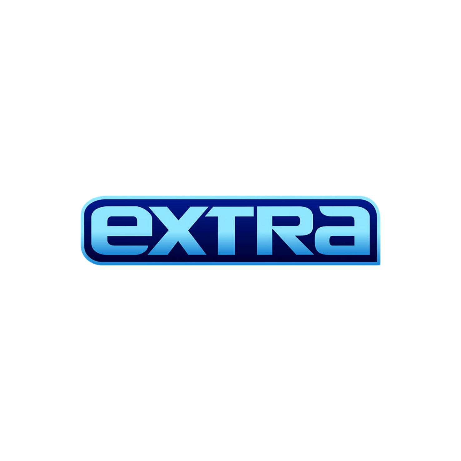 The word 'EXTRA' written in bold blue letters with a gradient, outlined in a darker blue, on a white background.