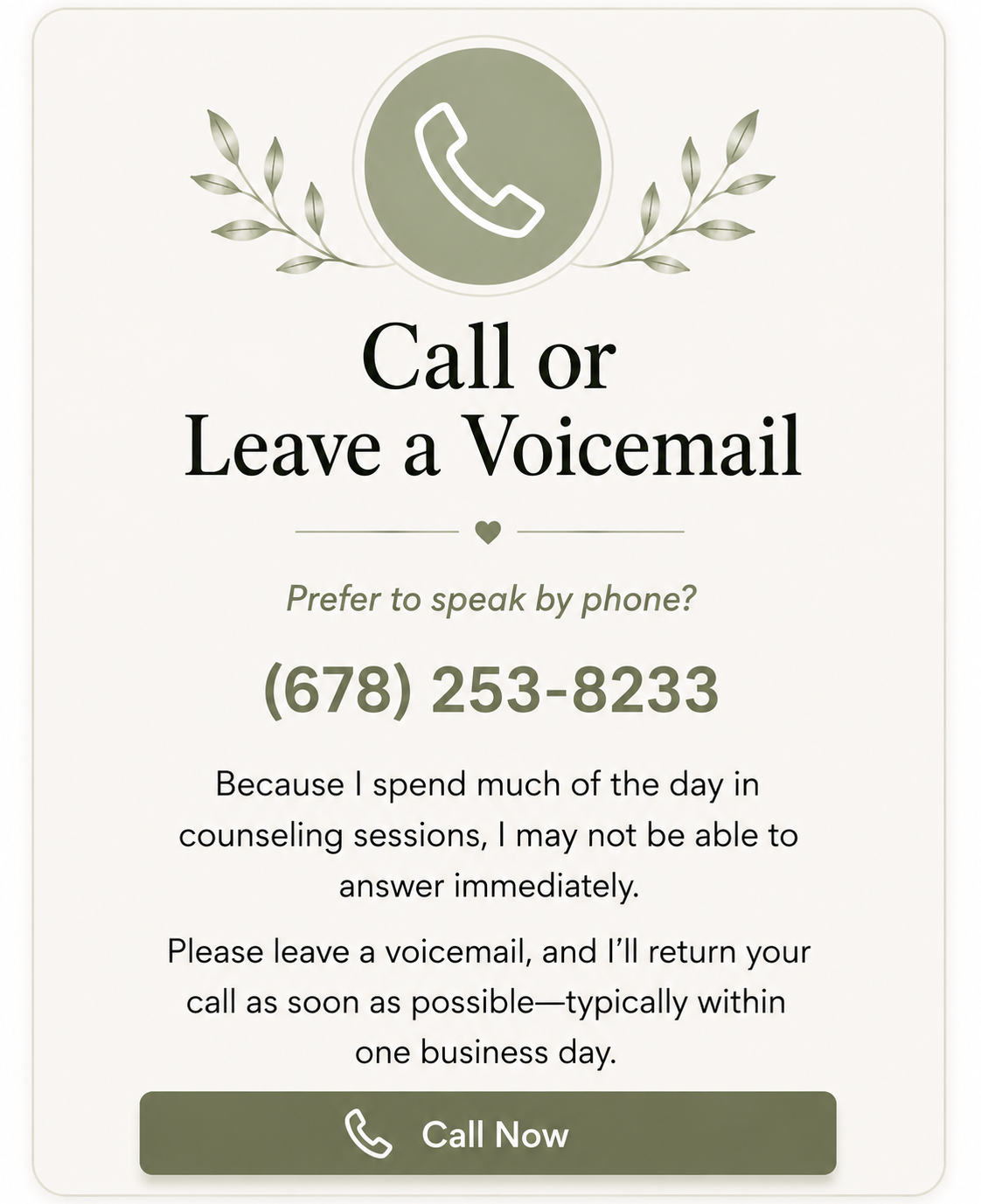Call to schedule a consultation for counseling in Conyers, GA