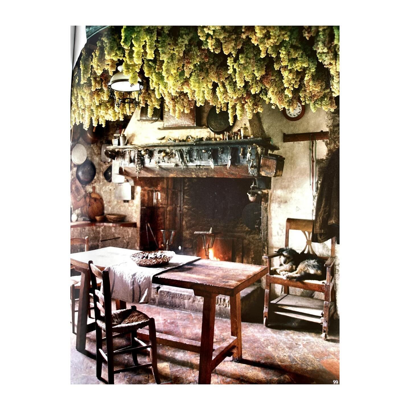 🍇 stumbled across this ceiling of grapes in an old @the.worldofinteriors&hellip; a rustic farmhouse fantasia, Dionysus would have felt quite at home 🍇🍷🌞