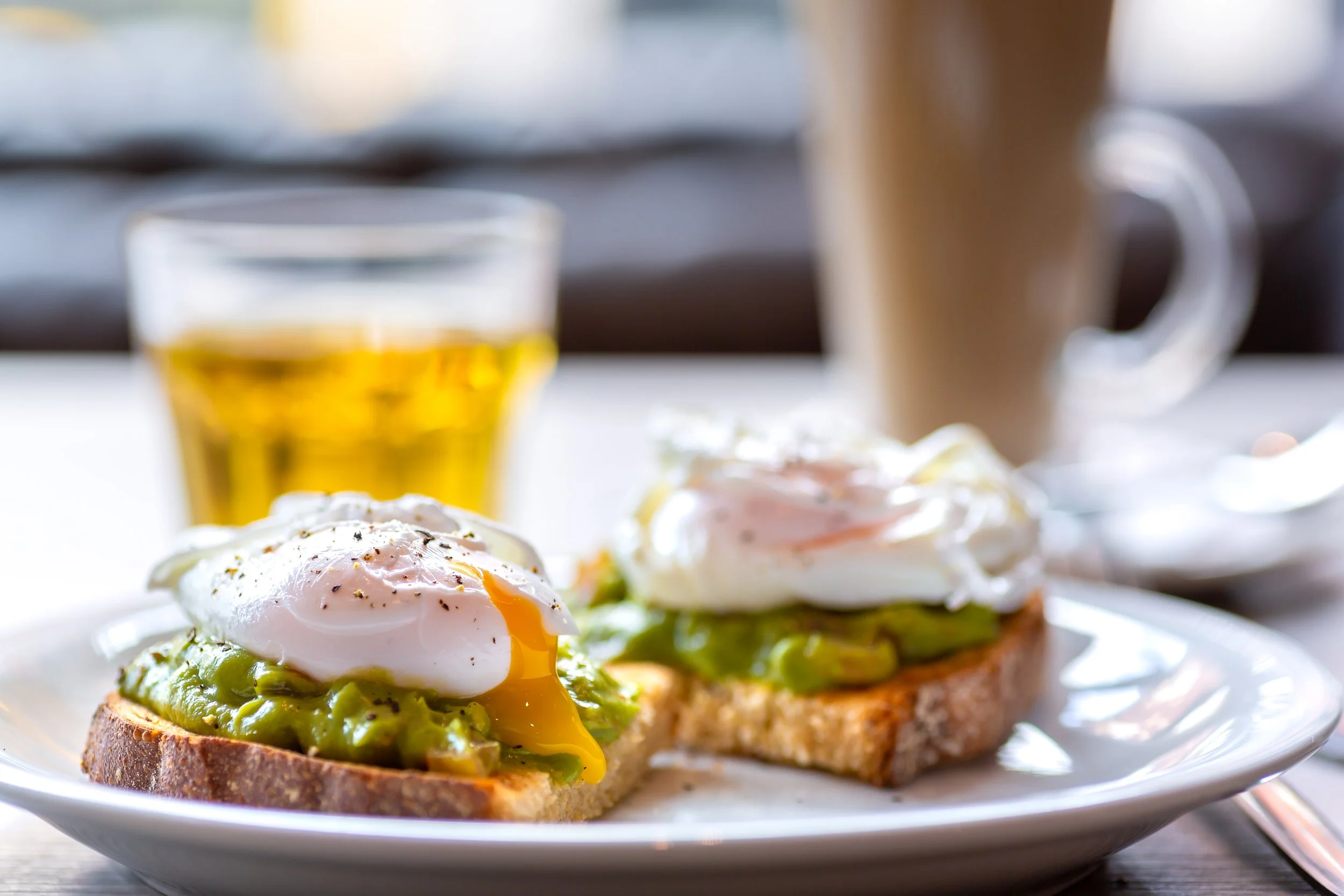 Poached eggs on avocado toast