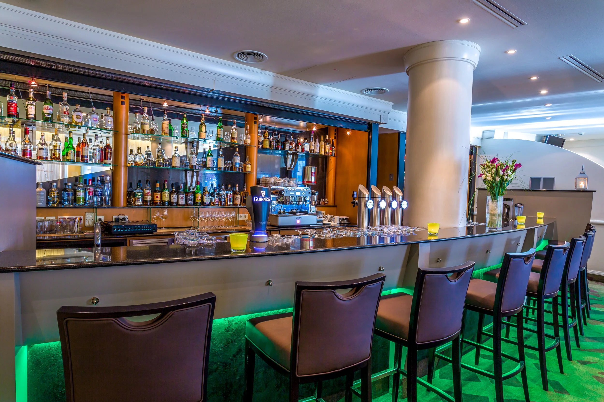 Stools at the bar in Hilton Garden Inn hotel, Vienna, Austria