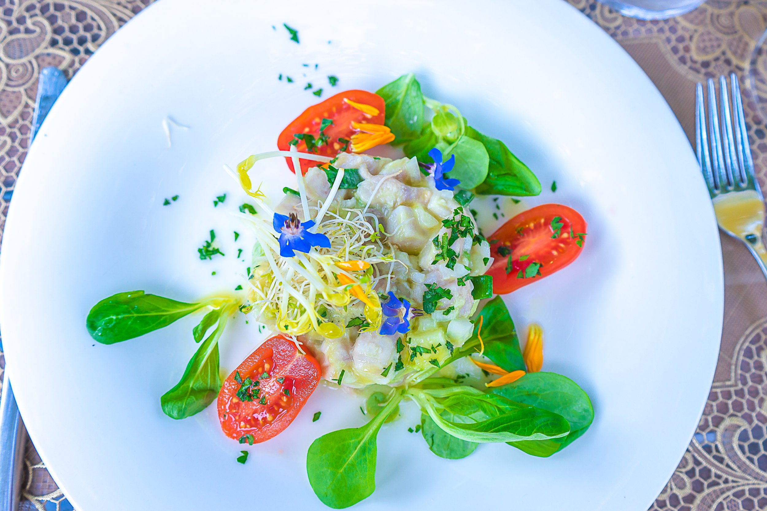 Amberjack ceviche served at a Ibiza restaurant