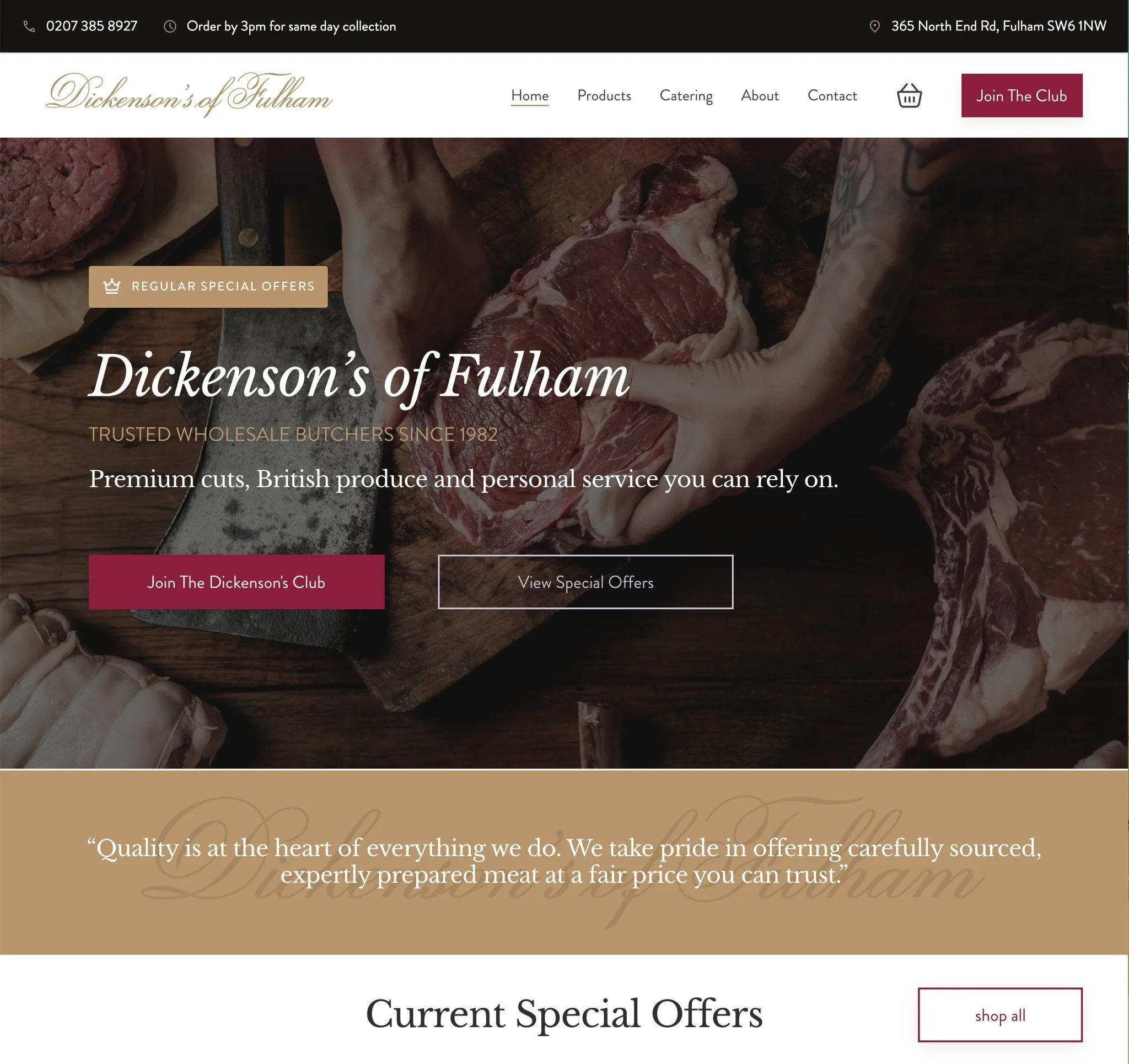 Dickenson&rsquo;s of Fulham is now live following a successful design, build and launch by Sequoia Studios. 

https://www.dickensonsqualitymeats.co.uk/

A proud local butcher, serving the community since 1982, now has a digital presence &amp; click &