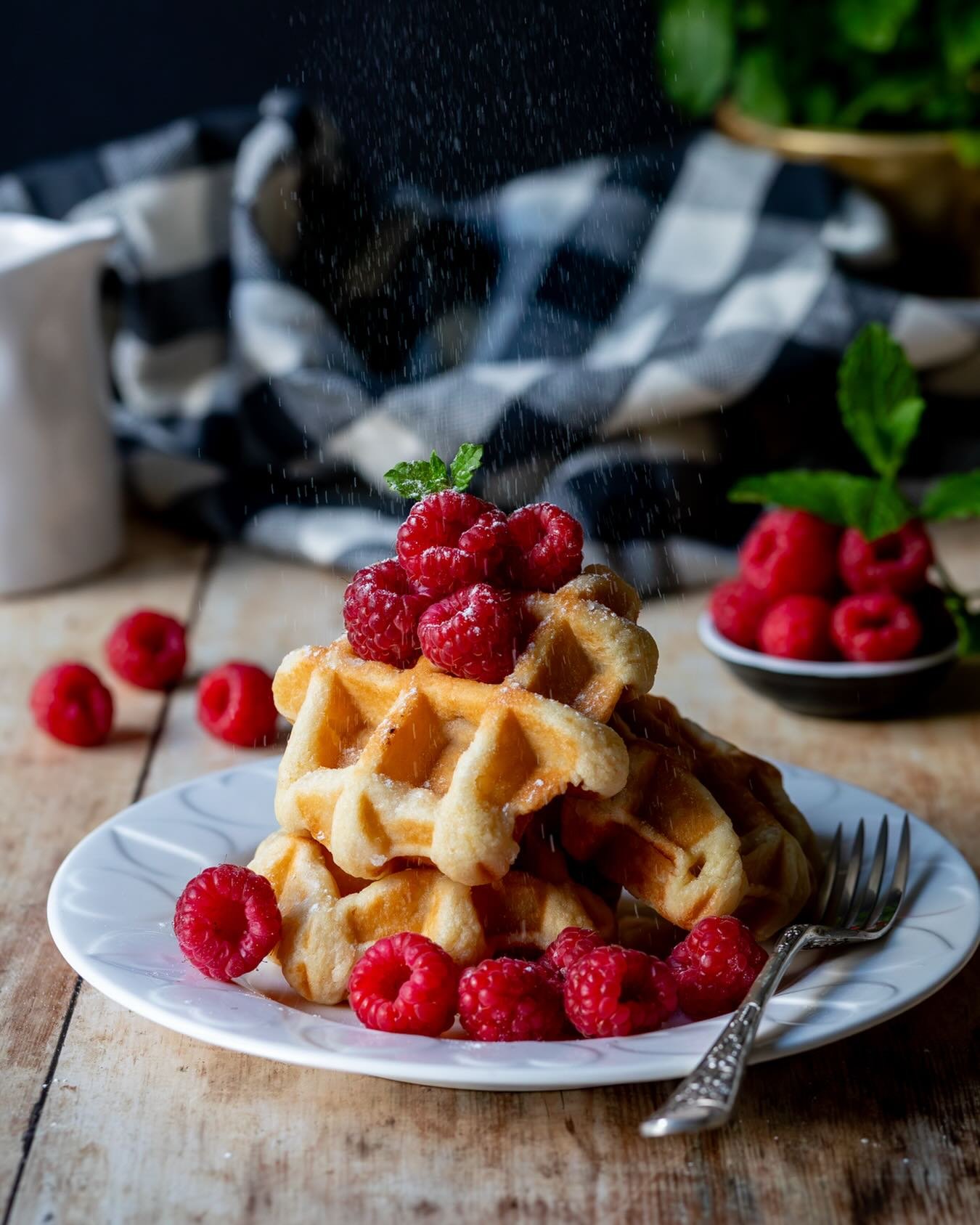 Golden, crisp and just the right side of indulgent.

There&rsquo;s something about a waffle that feels a little bit celebratory, as it&rsquo;s not quite breakfast, not quite dessert&hellip; somewhere perfectly in between.

Fresh raspberries, a dustin