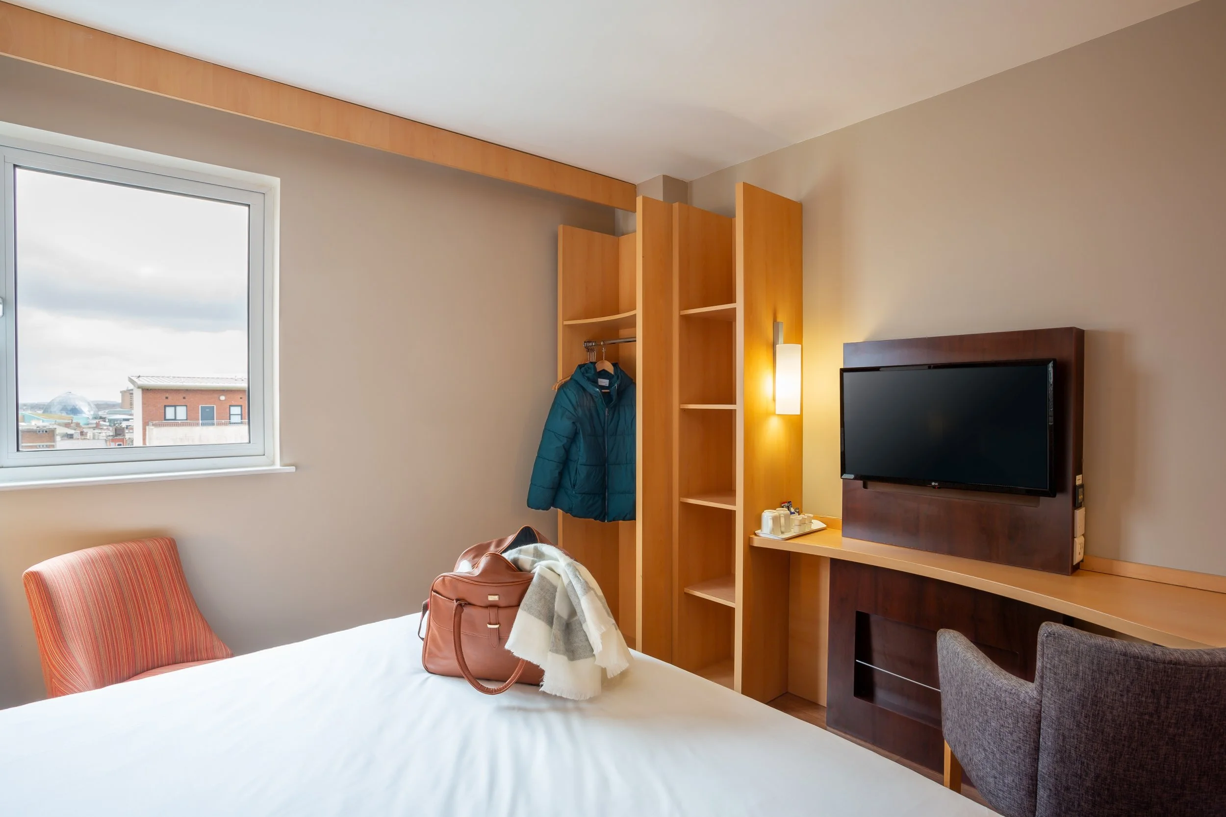 IBIS Hotels Belfast – Guest Bedroom with Guest Belongings – Hotel Photography by Sequoia Studios