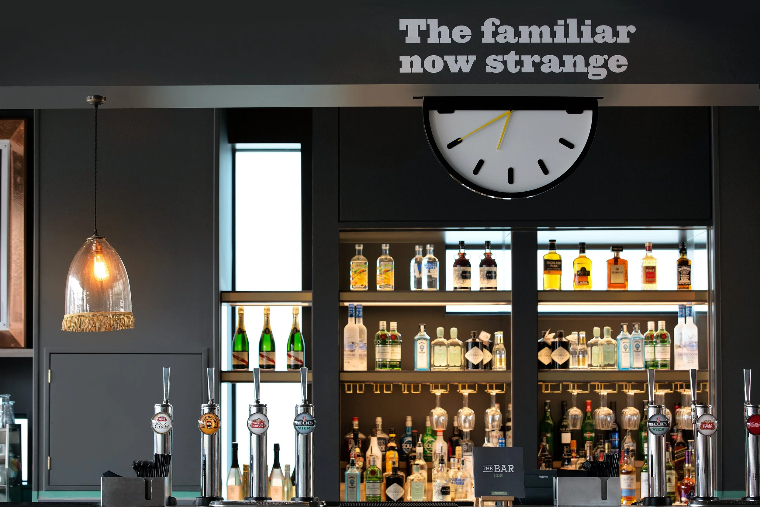 Close crop of the hotel bar at Jurys Inn, Brighton, East Sussex