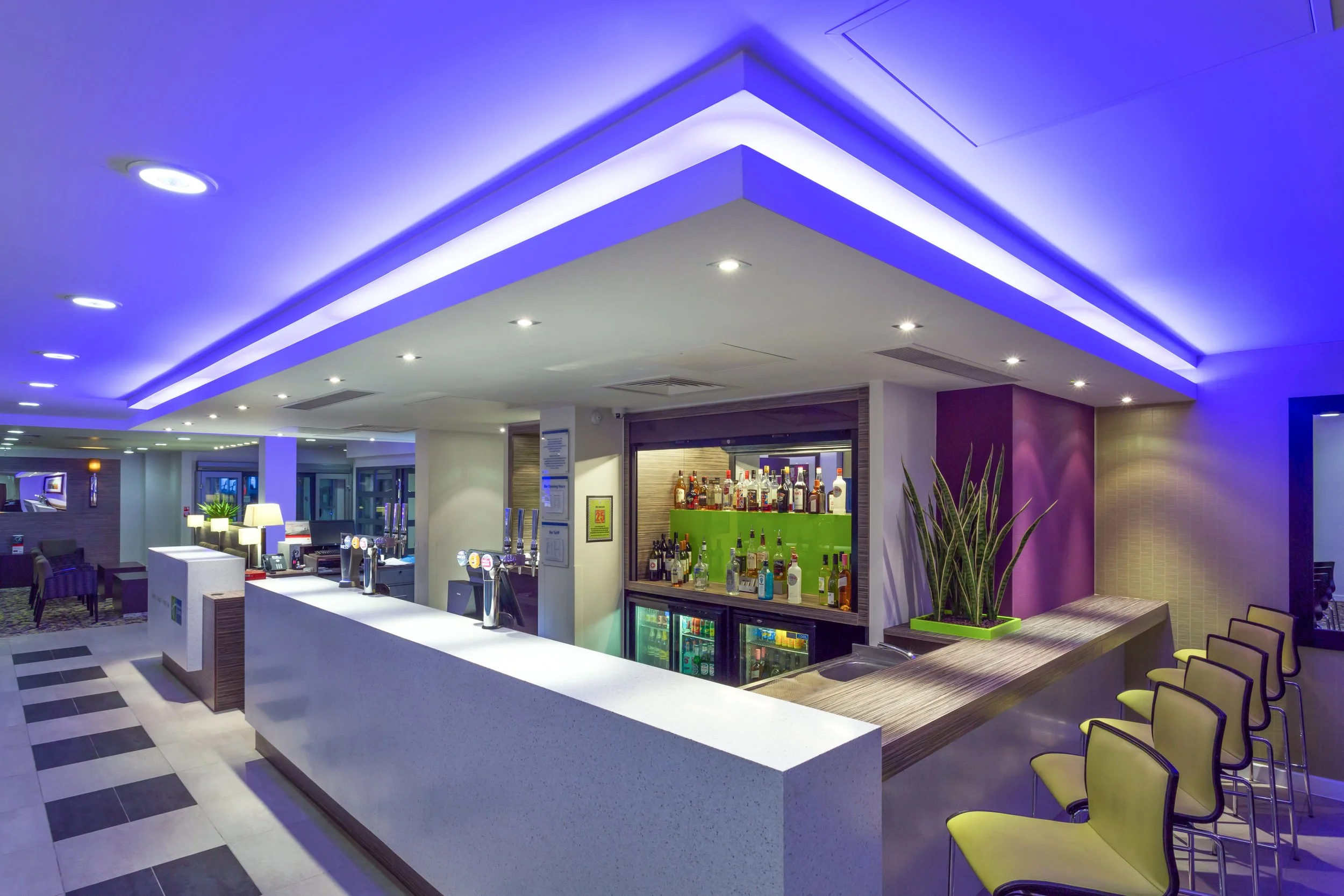 Wide shot of hotel bar at Holiday Inn, Harlow, Essex
