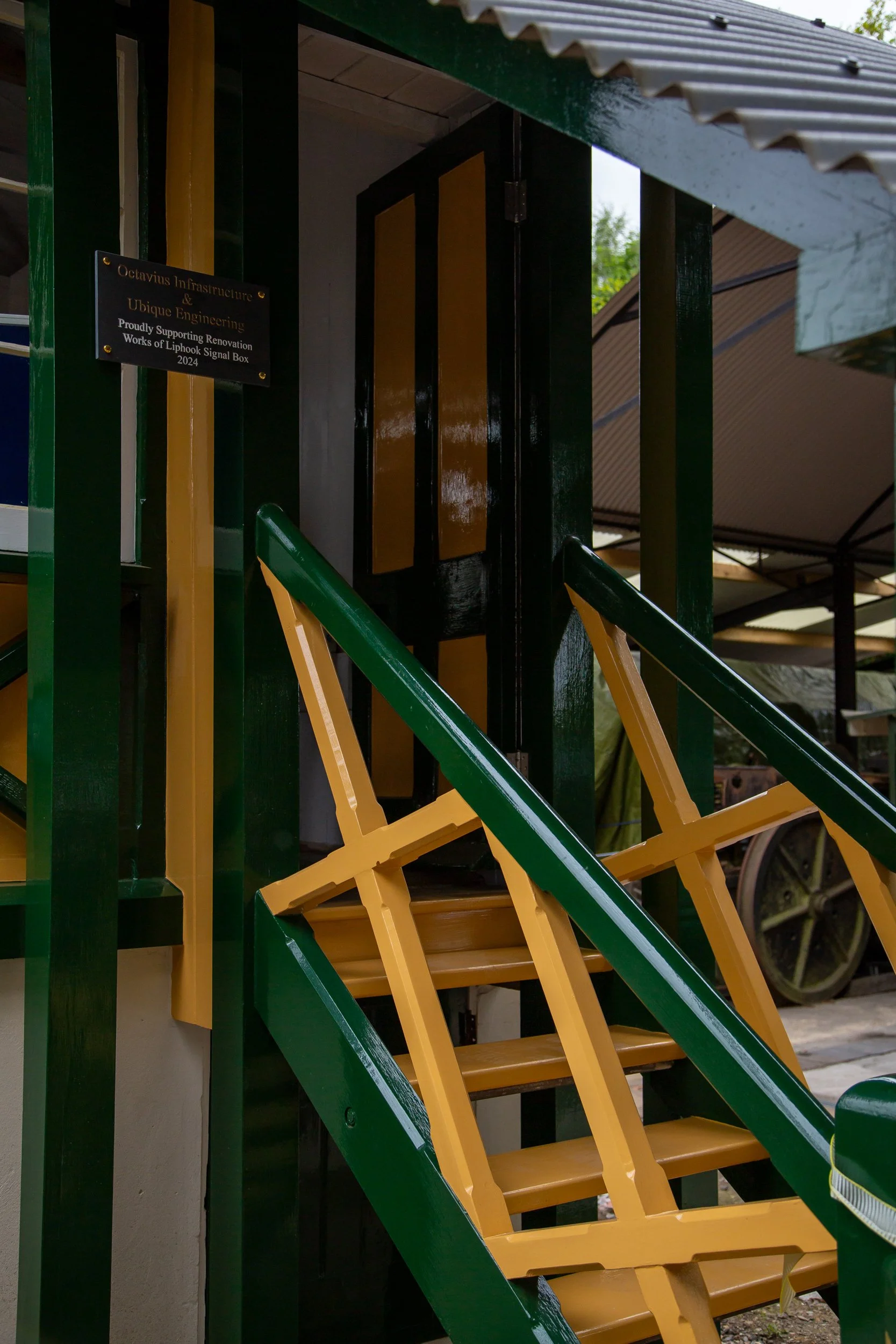 Stairs up to de-commissioned Liphook Signal Box – Hollycombe Steam In The Country – Charitable Event Photography by Sequoia Studios
