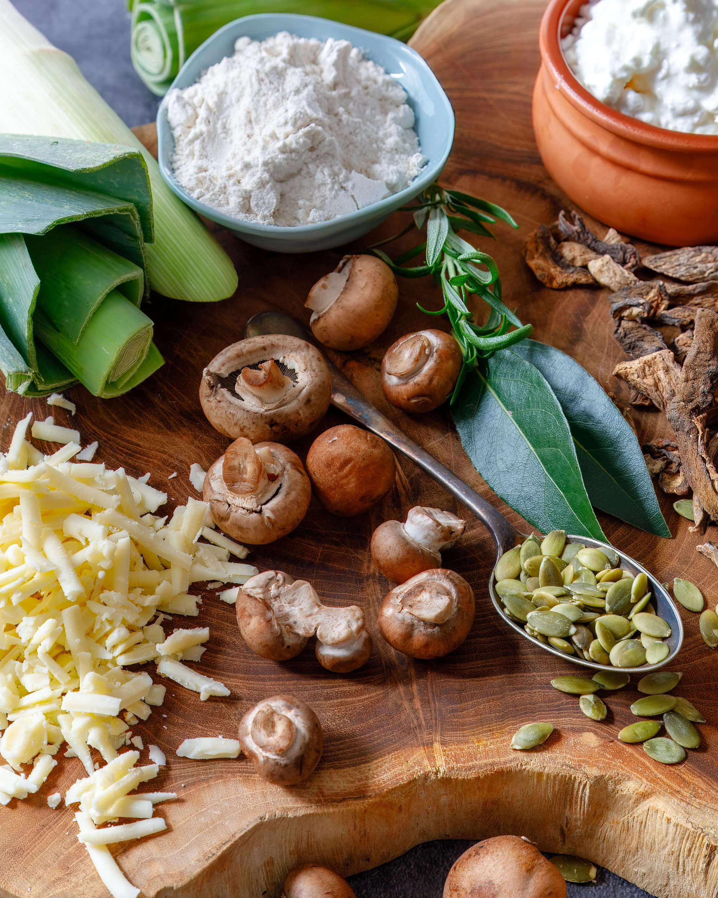 Ingredients for the white sauce for Autumn lasagne