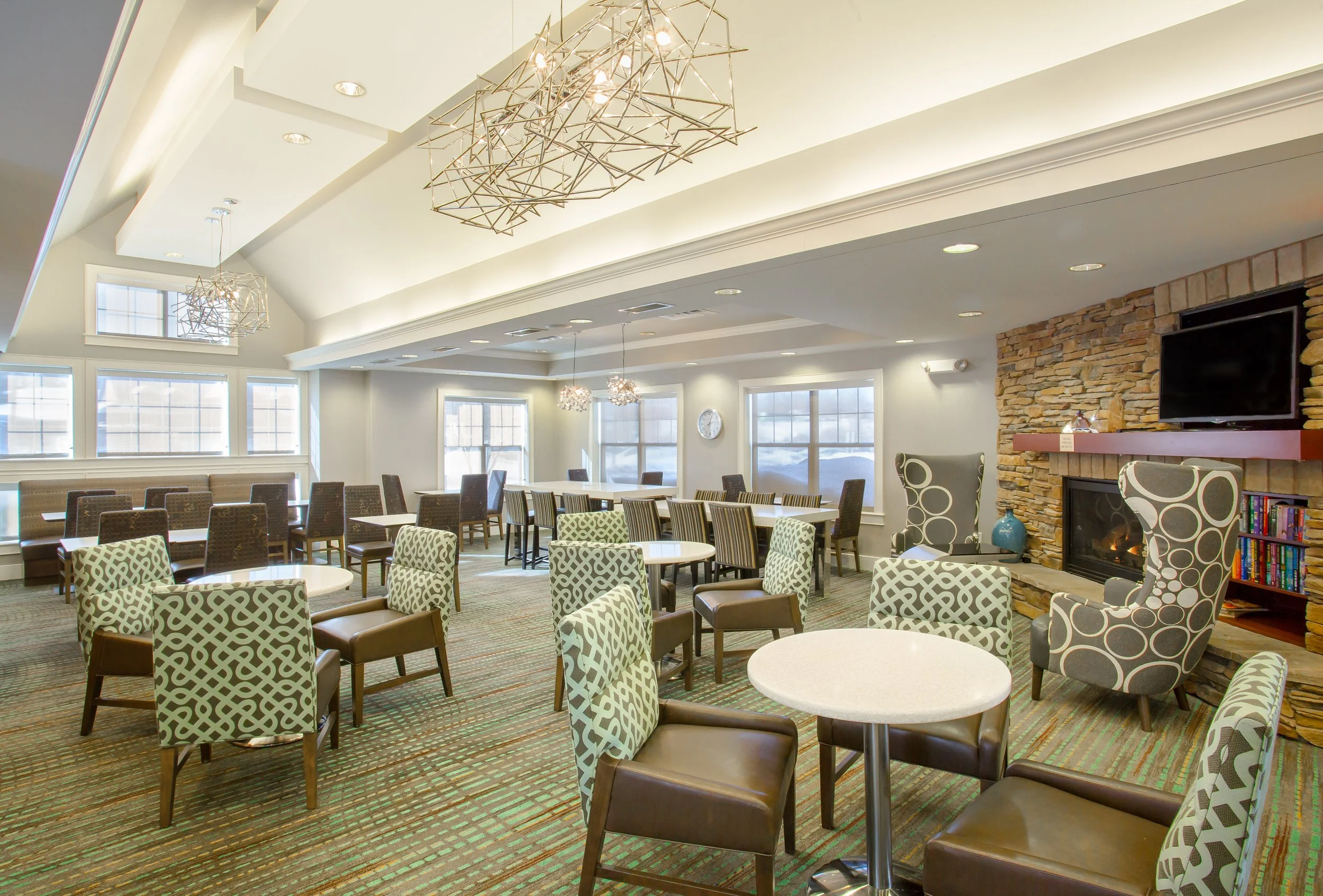 Breakfast lounge seating at Residence Inn, Rocky Hill, Connecticut, USA
