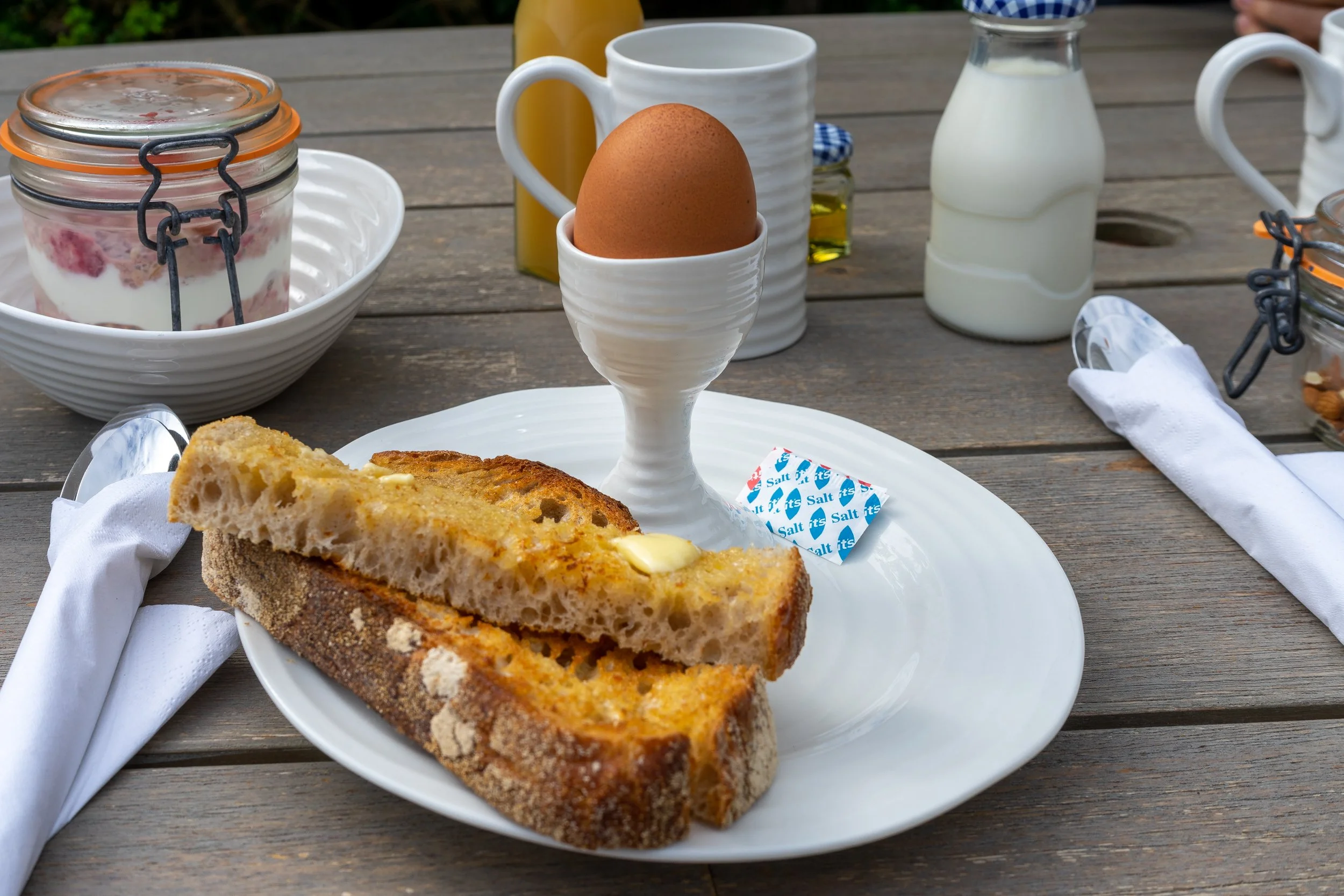 Boiled egg and sourdough soldiers