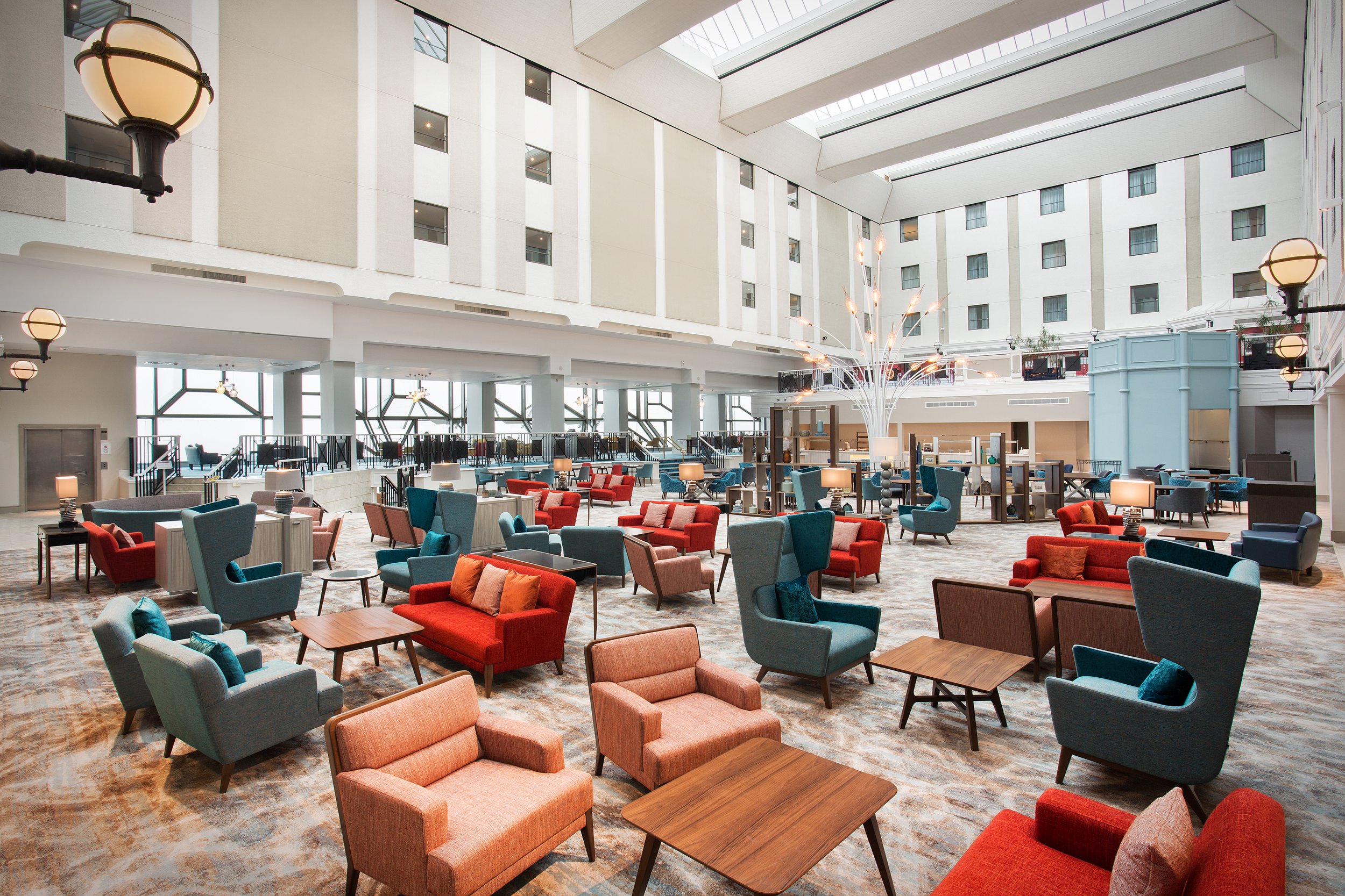 Atrium lounge area at Jurys Inn hotel in Brighton