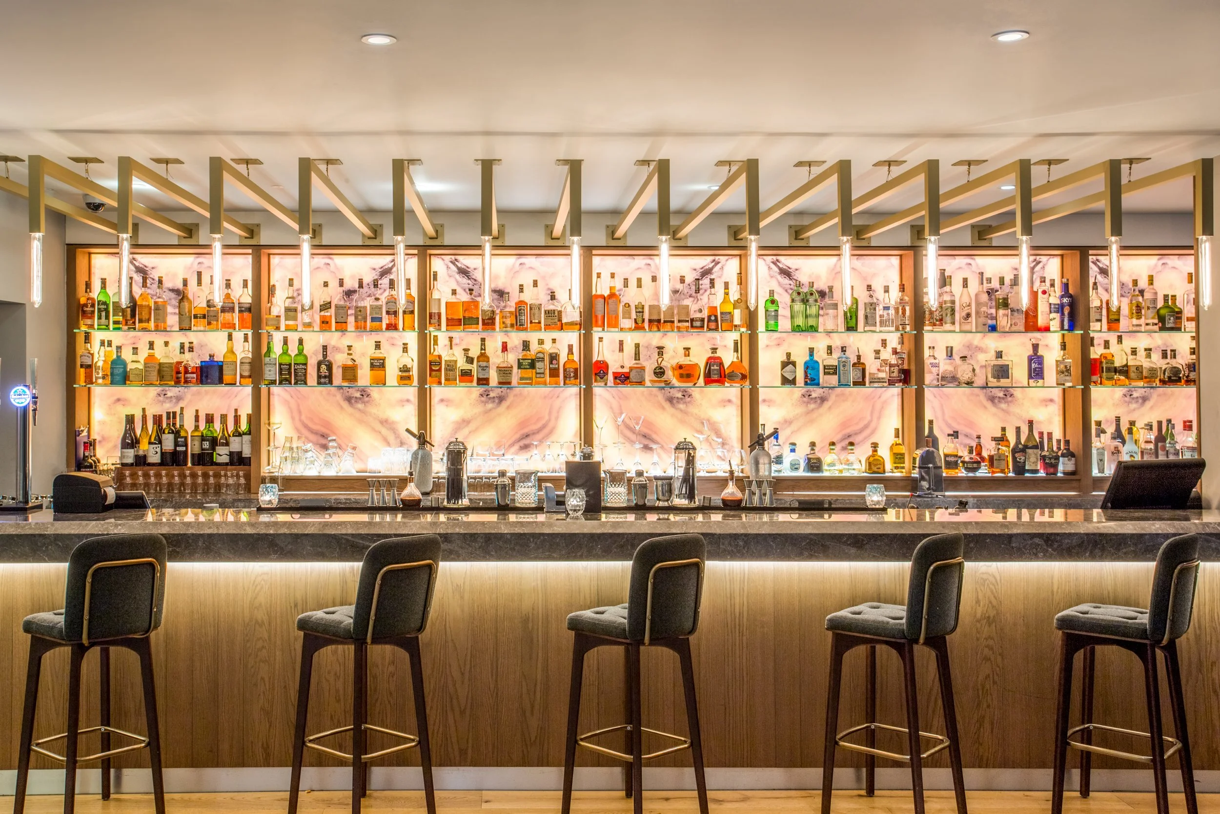Cool hotel bar at the Crowne Plaza, Gerrards Cross