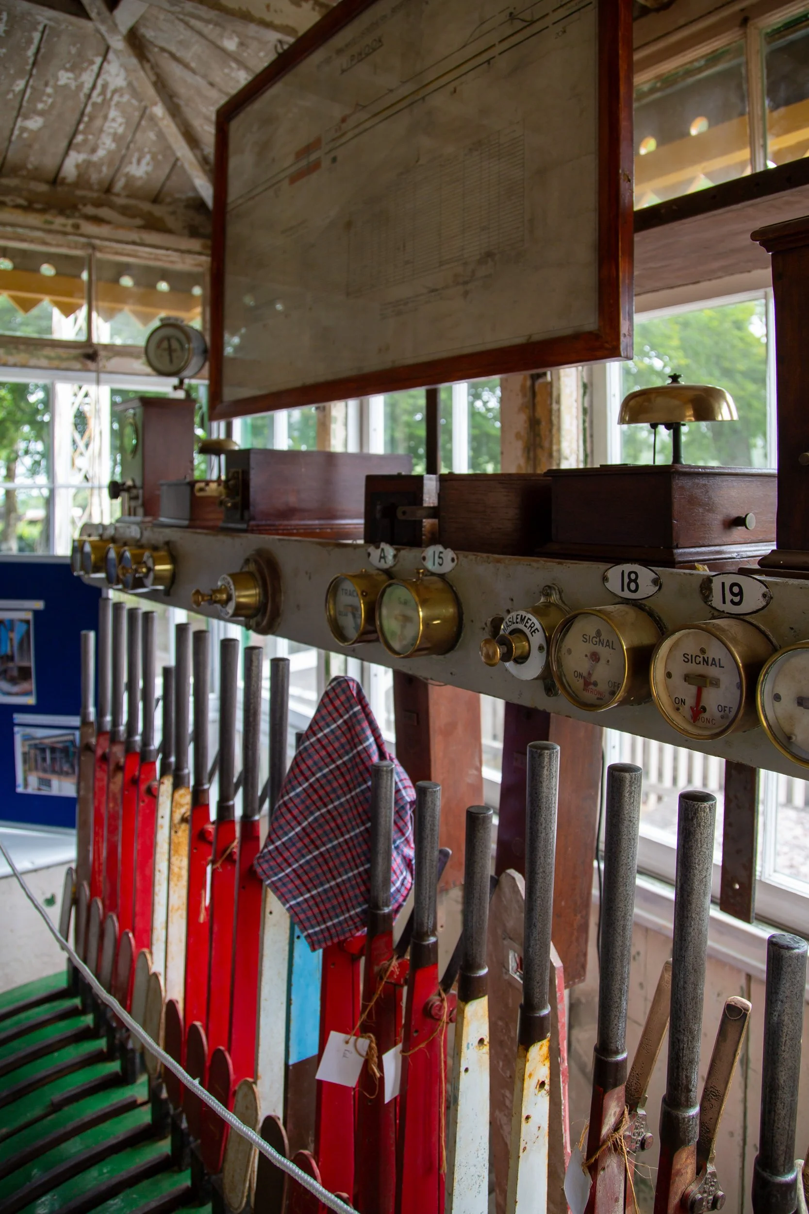 Levers to operate de-commissioned Liphook Signal Box – Hollycombe Steam In The Country – Charitable Event Photography by Sequoia Studios