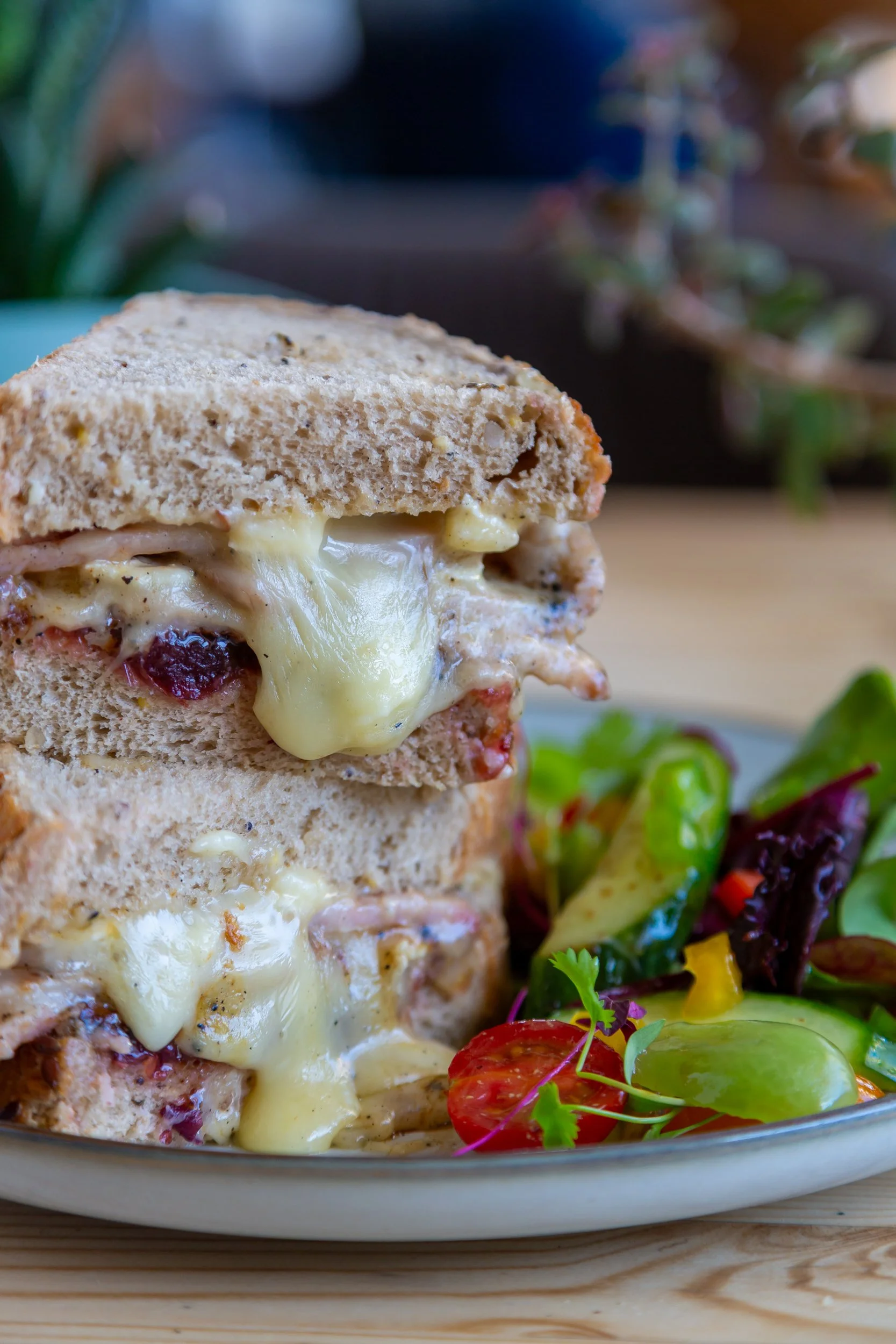 Bacon, brie and cranberry sandwich at The Folly Wine Bar in Petersfield, Hampshire. Food photography by Sequoia Studios.