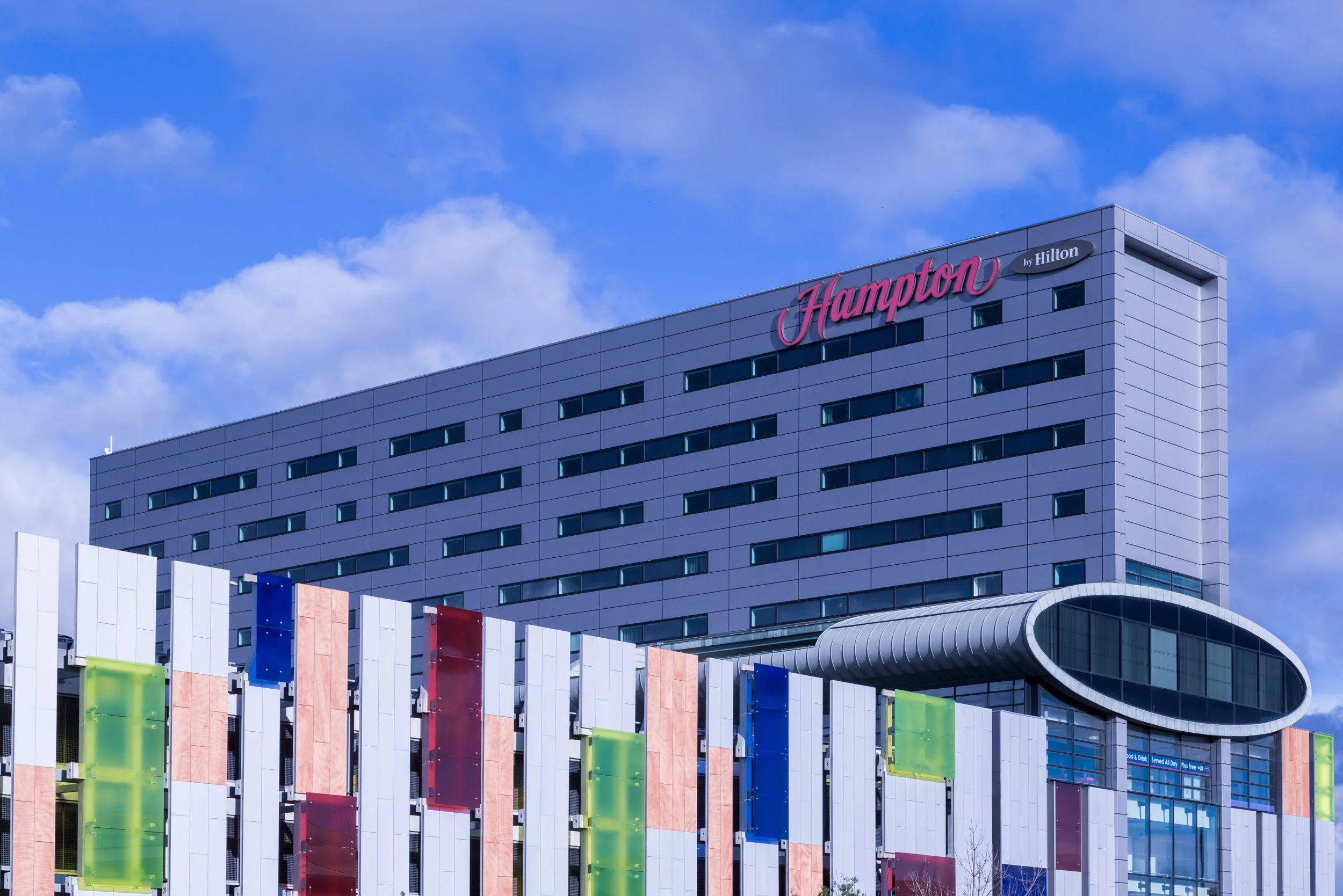 Daytime exterior of Hampton by Hilton hotel in Liverpool