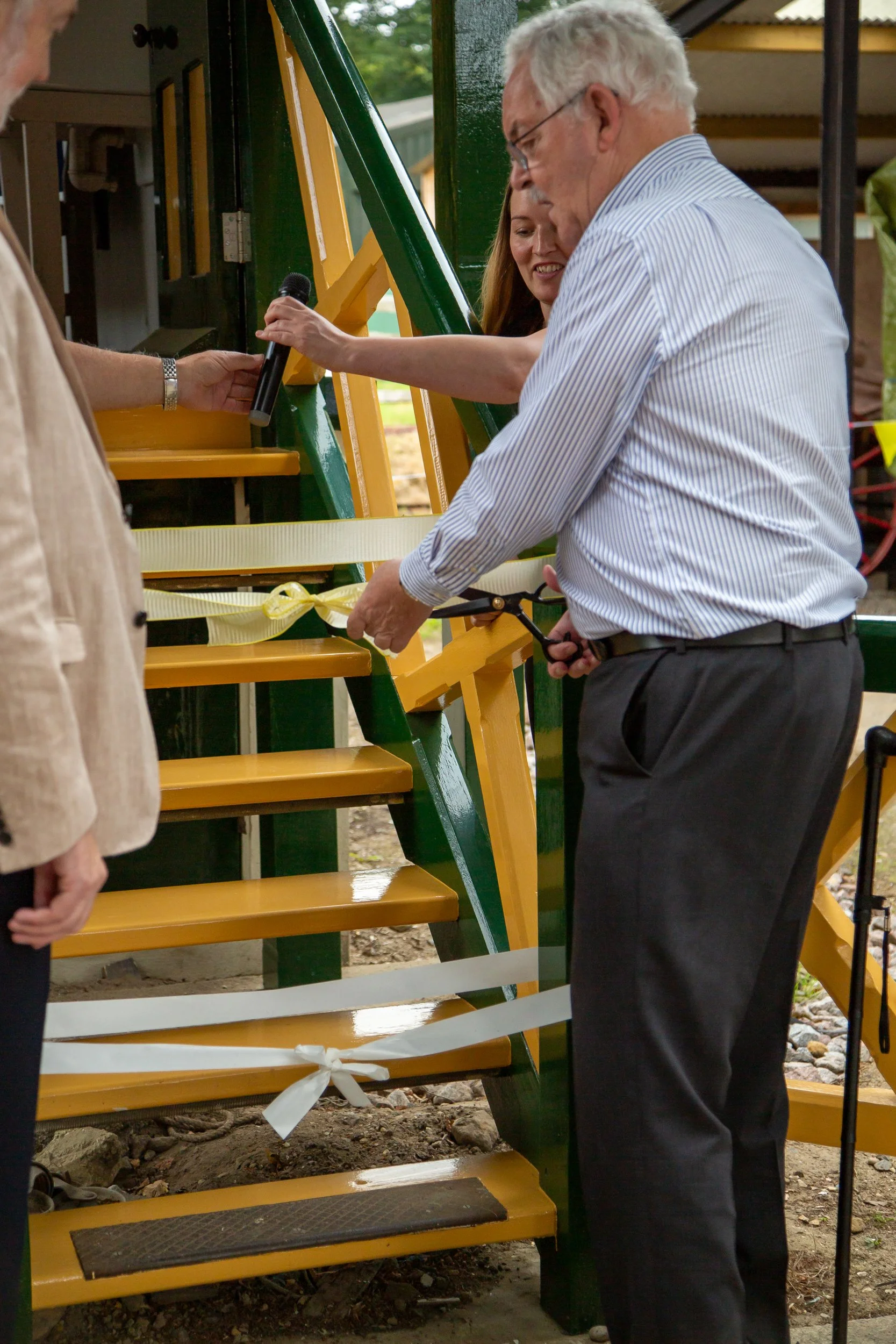 Ribbon cutting for opening of de-commissioned Liphook Signal Box – Hollycombe Steam In The Country – Charitable Event Photography by Sequoia Studios