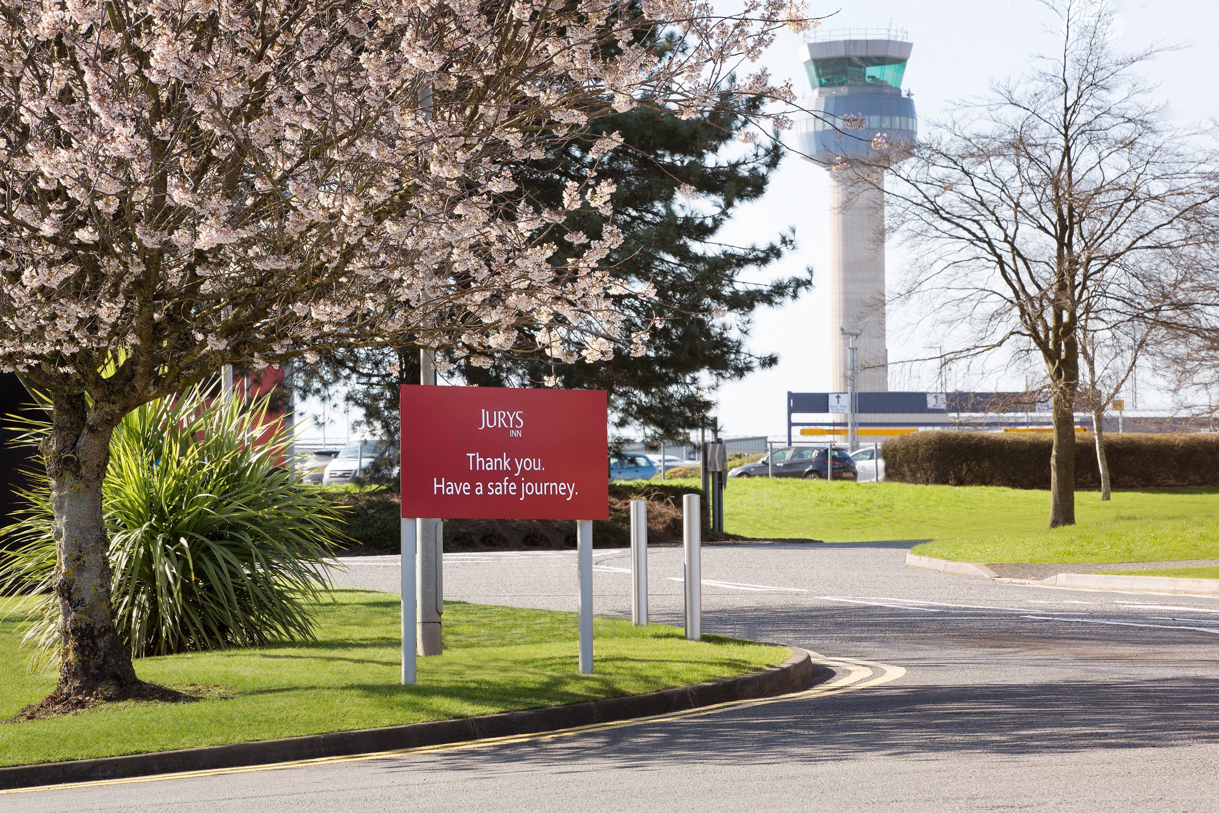 Outdoor signage for Jurys Inn hotel at East Midlands Airport