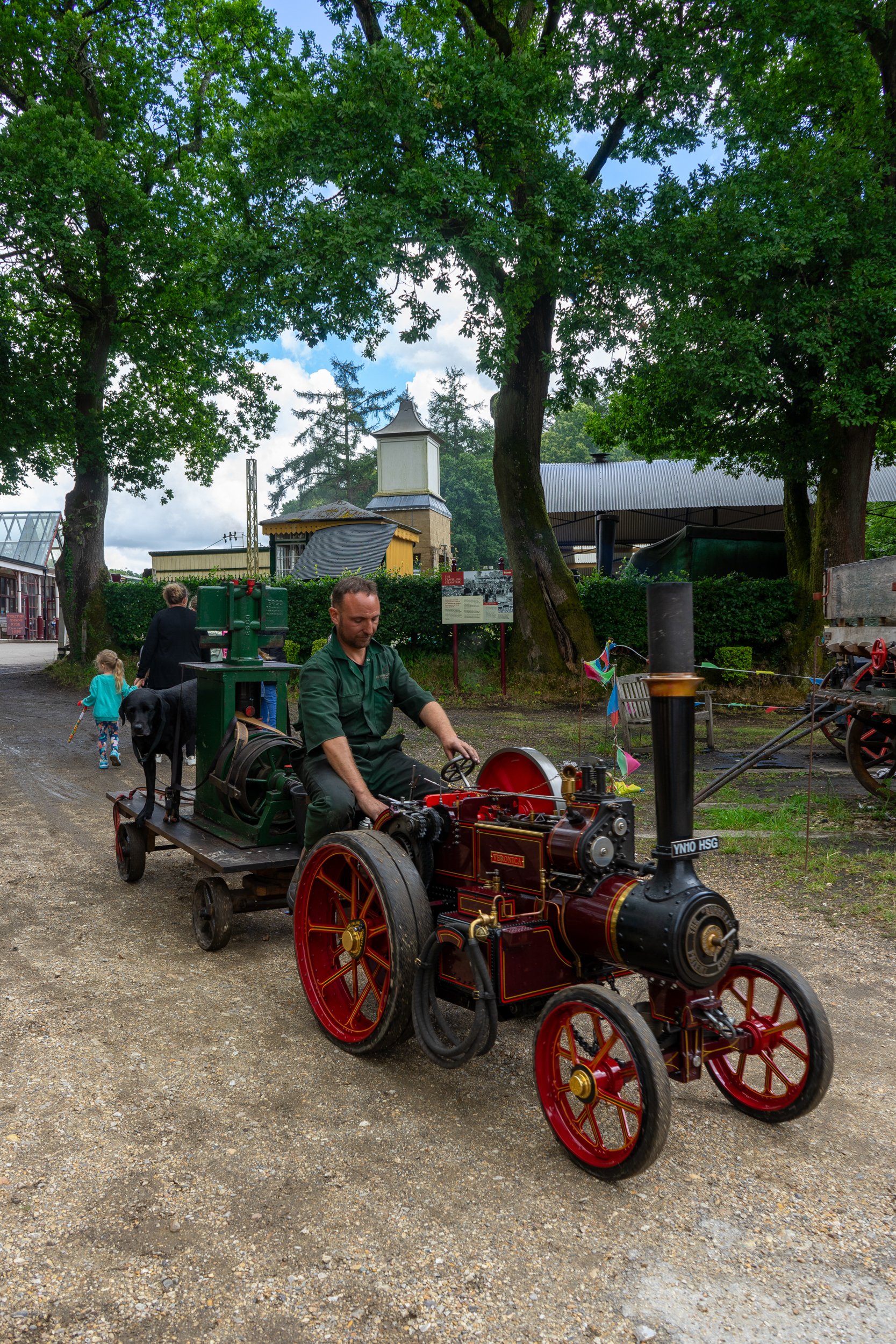 Miniature steam-powered traction engine in motion – Hollycombe Mega Model Weekend – Charitable Event Photography by Sequoia Studios