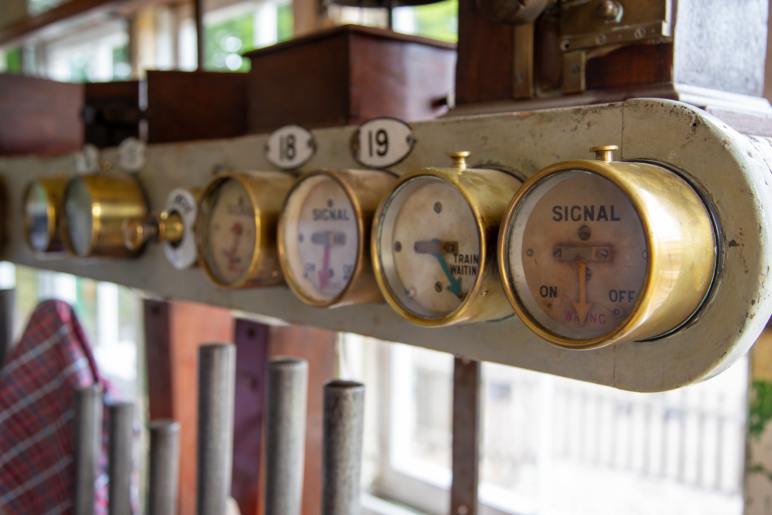Dials to operate de-commissioned Liphook Signal Box – Hollycombe Steam In The Country – Charitable Event Photography by Sequoia Studios