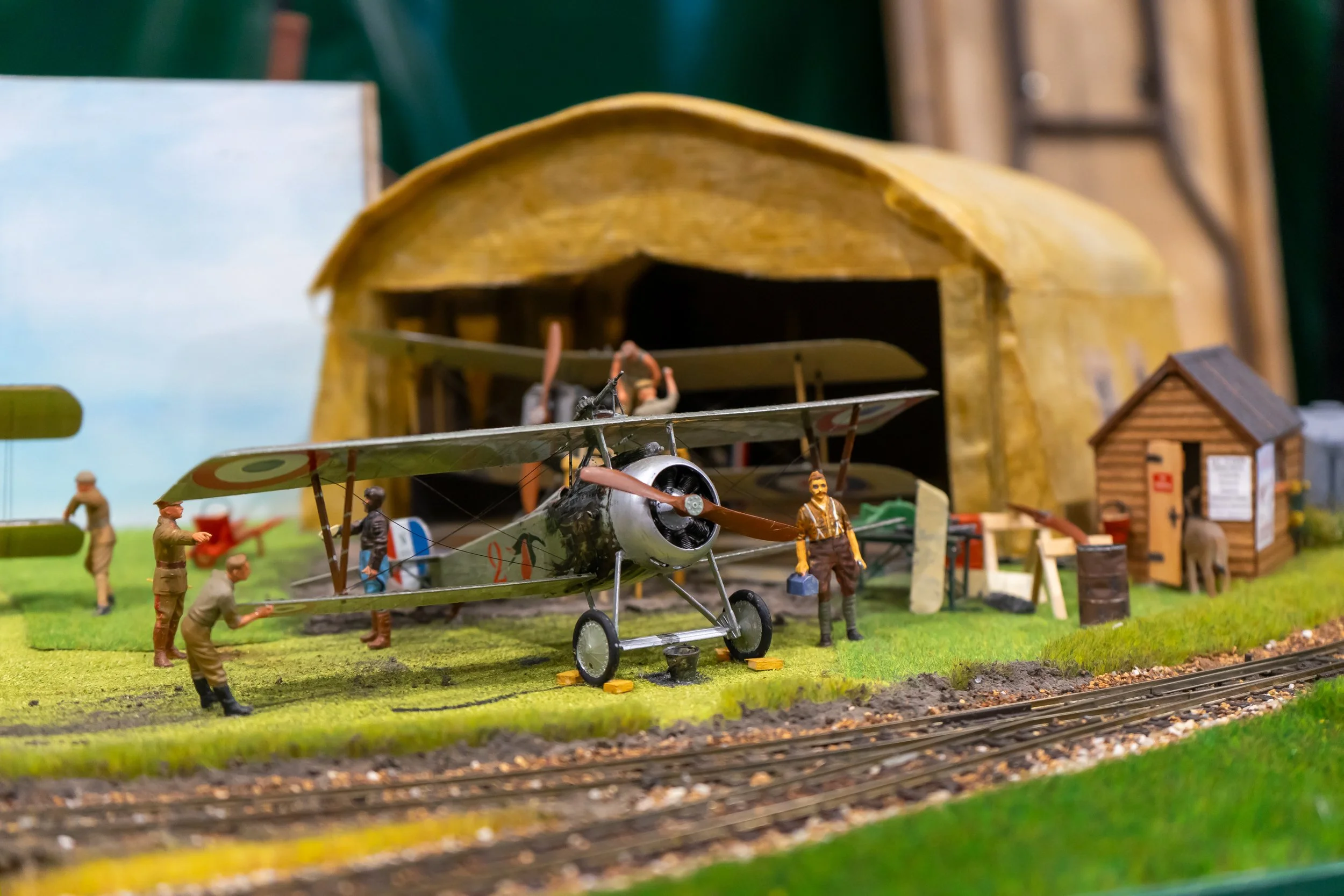 Model biplane and hangar – Hollycombe Mega Model Weekend – Charitable Event Photography by Sequoia Studios