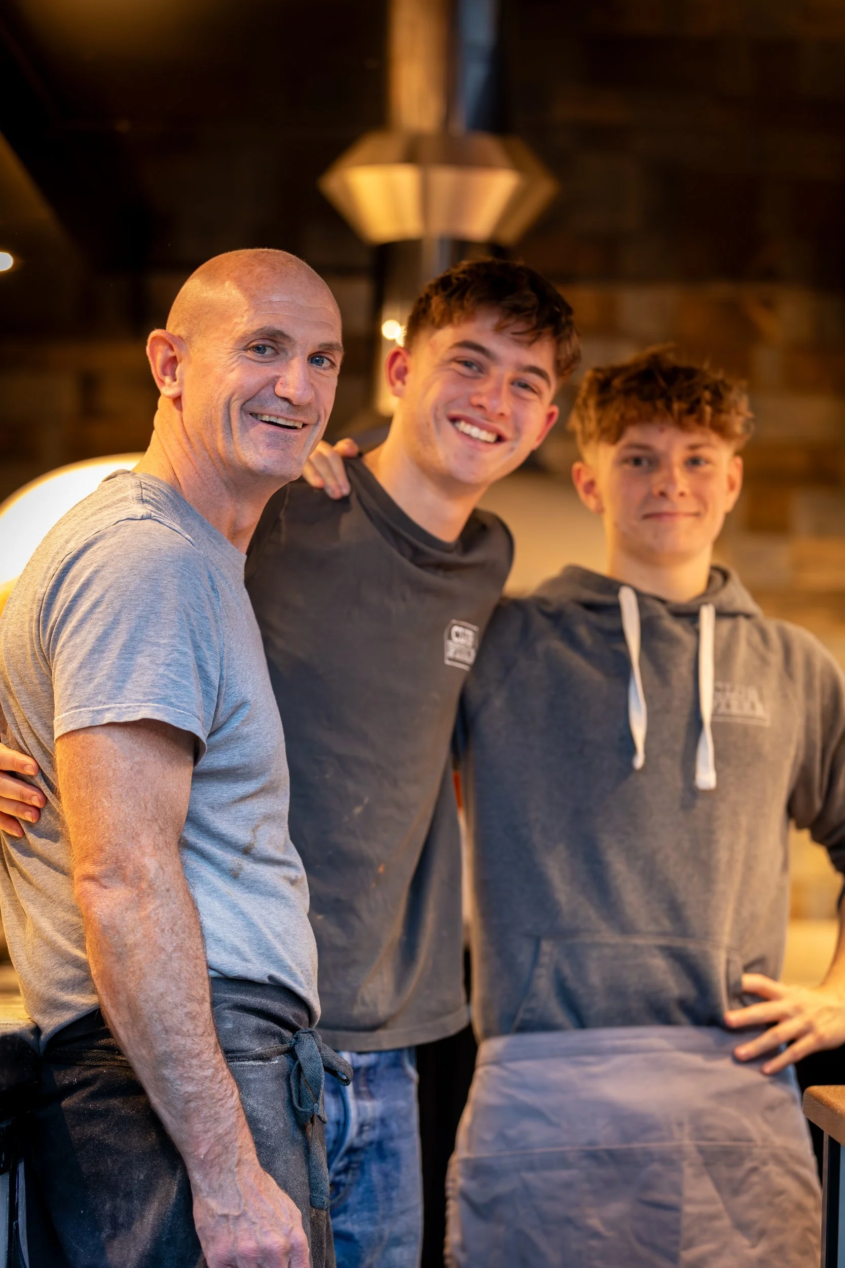 All smiles from the Club Pizza crew at The Crossways Inn, Churt, Surrey. Food & hospitality photography by Sequoia Studios