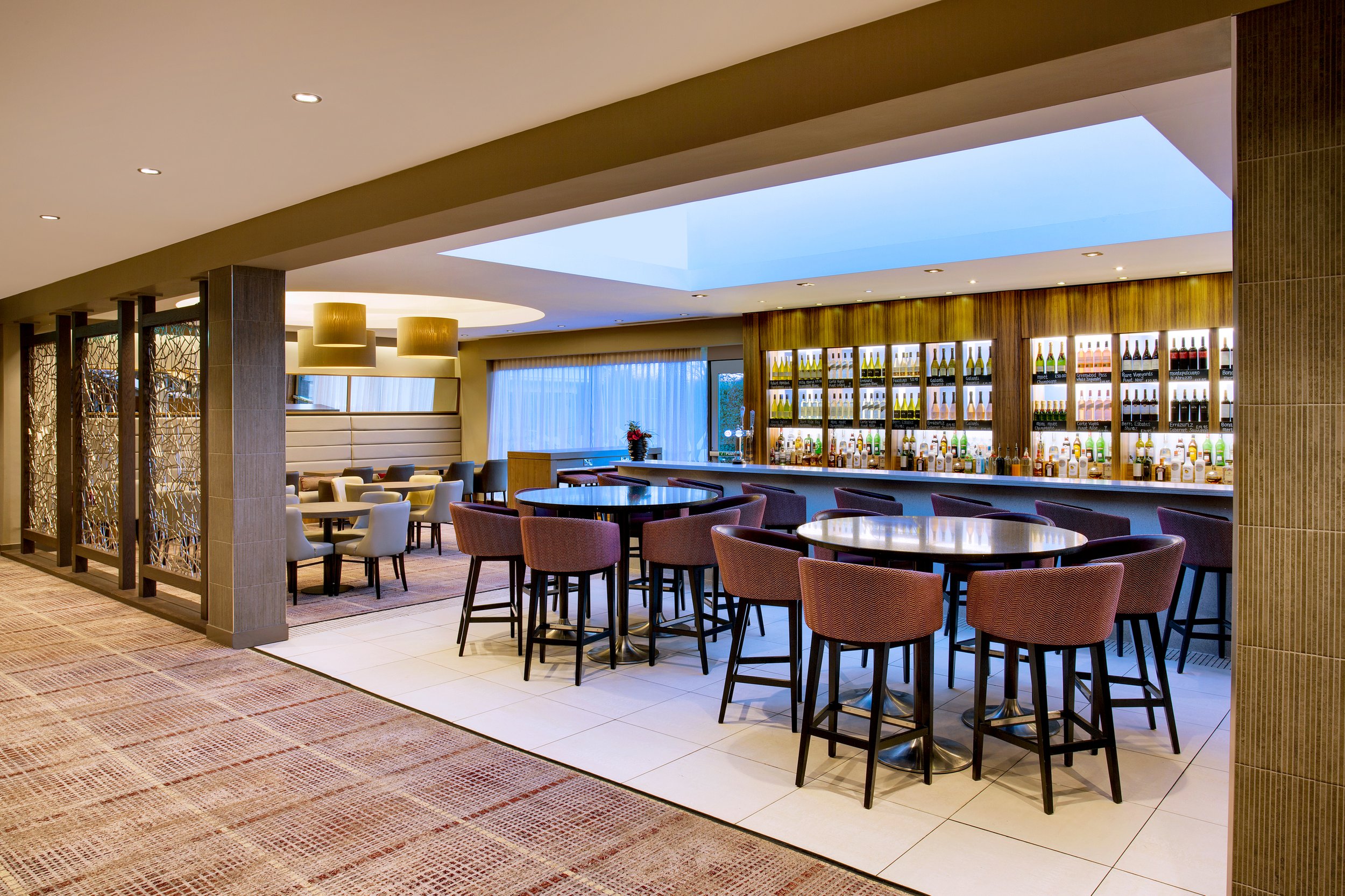 Wide shot of the entrance to the hotel bar at Jurys Inn, Hinckley Island