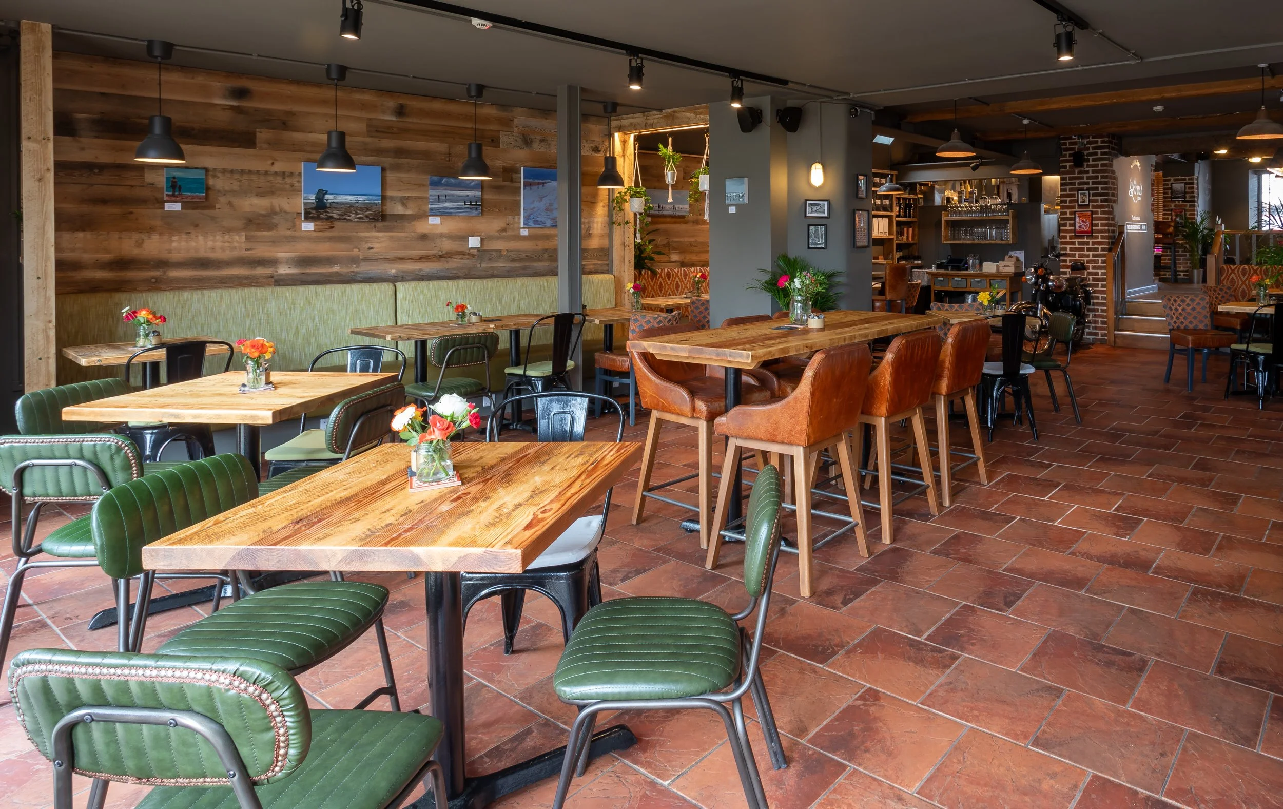 Wide angle of café interior shot from rear – The Lion's Den Midhurst – Hospitality Venue Photography by Sequoia Studios