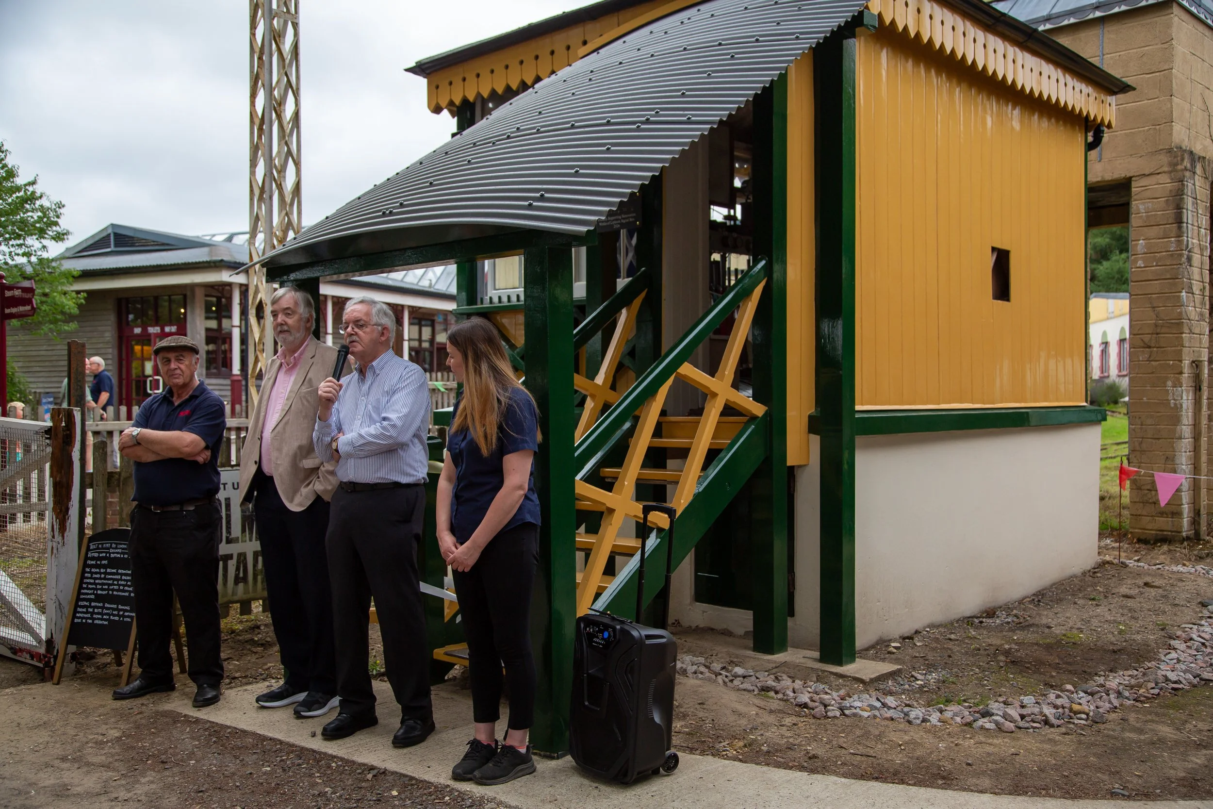 Opening speeches about de-commissioned Liphook Signal Box – Hollycombe Steam In The Country – Charitable Event Photography by Sequoia Studios