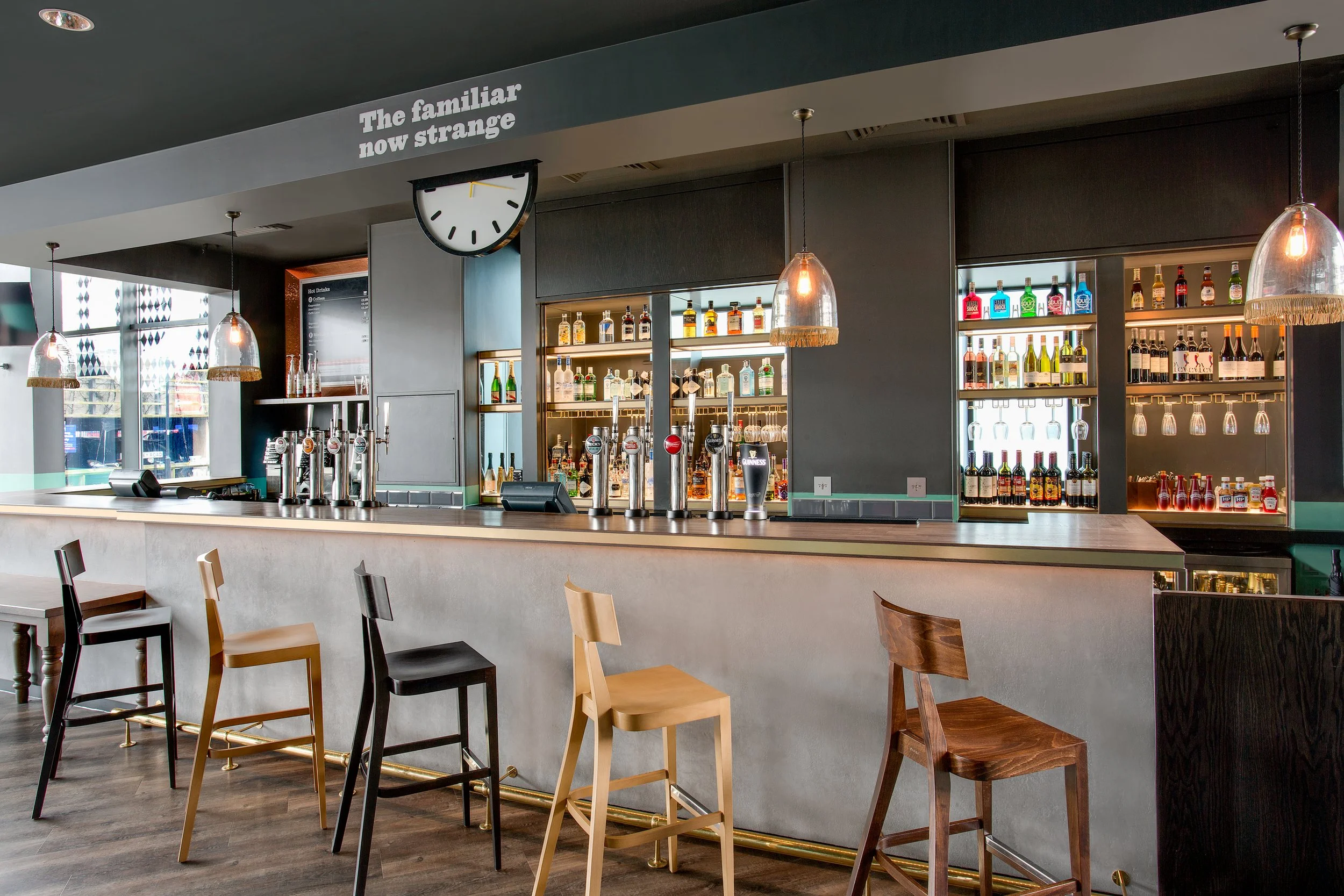 Close crop of the hotel bar at Jurys Inn, Brighton, East Sussex
