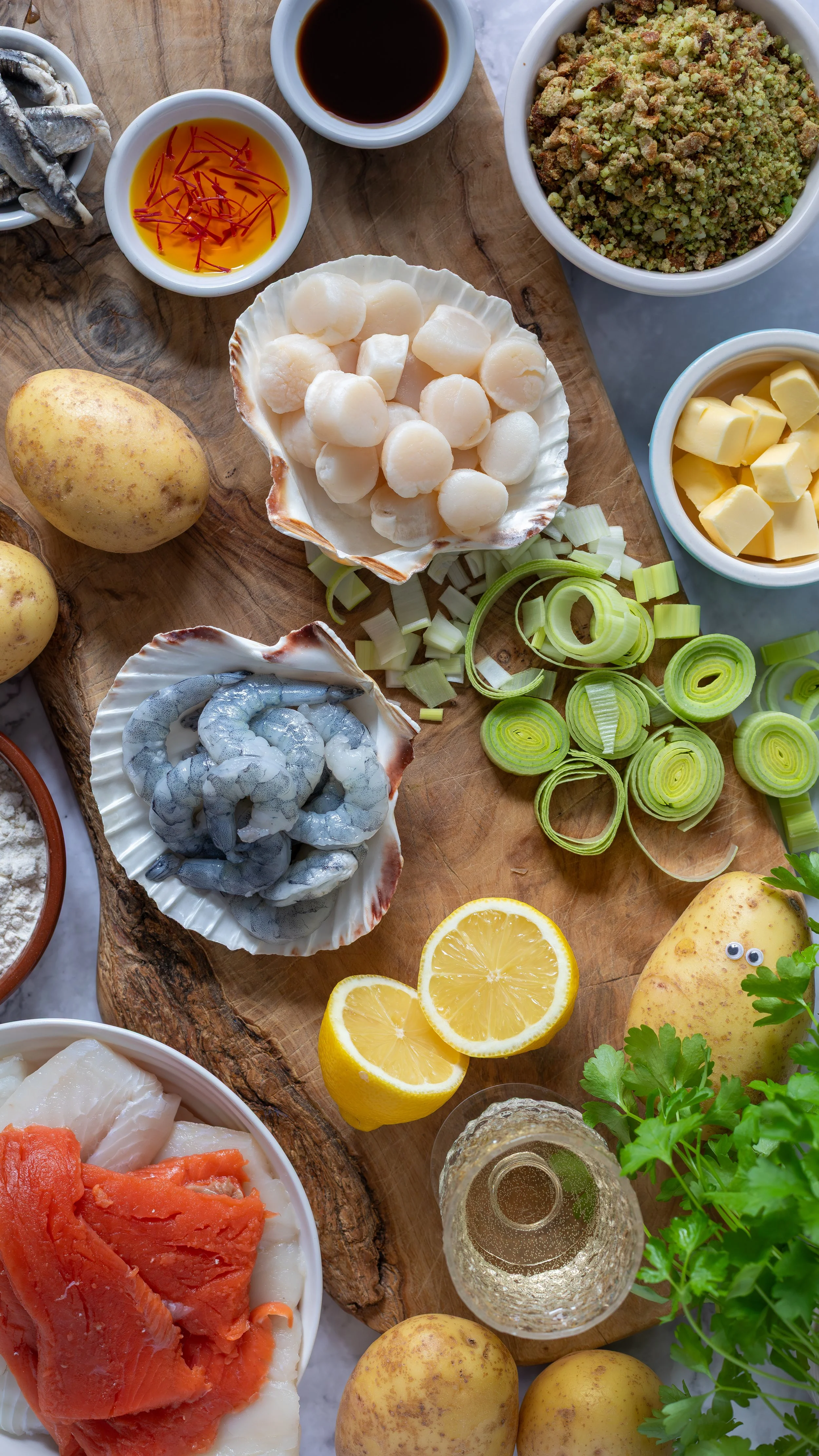 Ingredients for Sheekey's classic fish pie