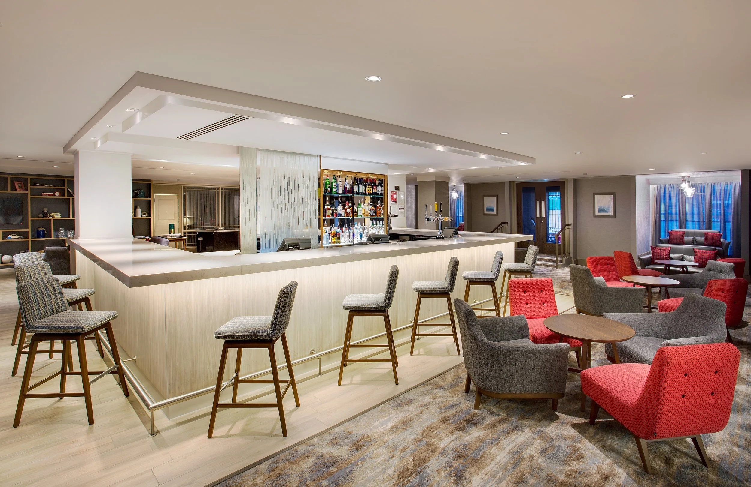 Hotel bar and seating area at Jurys Inn, Brighton