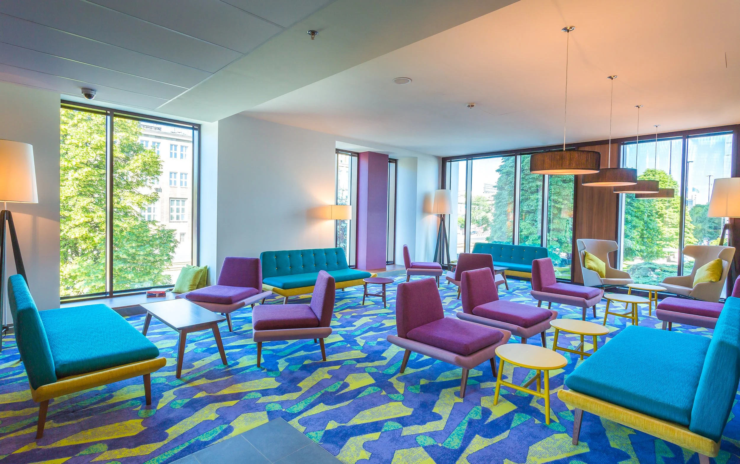 Lounge area and business centre at Hampton by Hilton in Warsaw, Poland
