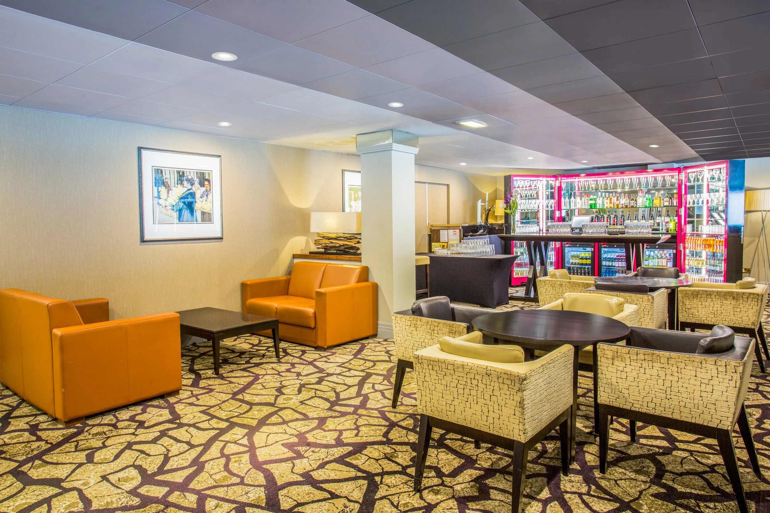 Mezzanine floor hotel bar at Crowne Plaza, Glasgow, Scotland