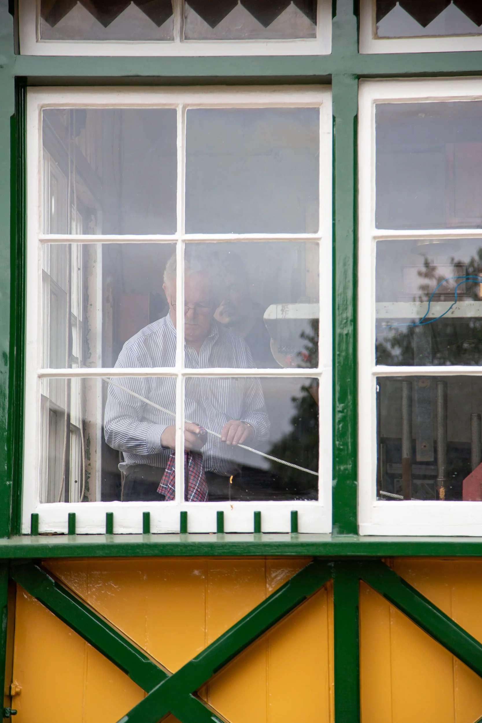 View through window into de-commissioned Liphook Signal Box – Hollycombe Steam In The Country – Charitable Event Photography by Sequoia Studios