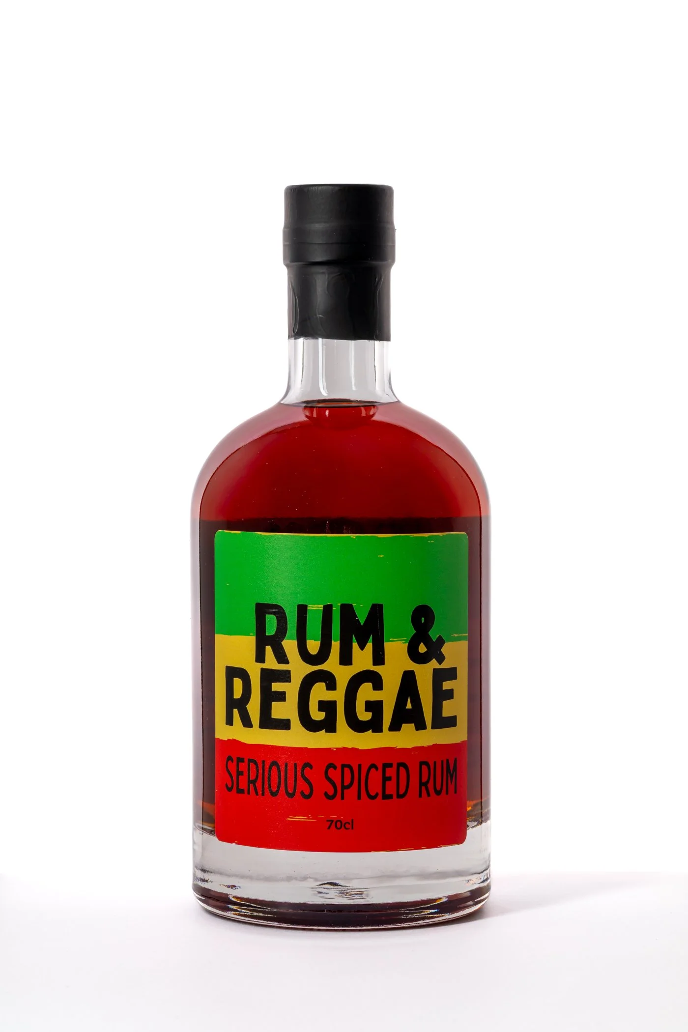 Rum &amp; Reggae Serious Spiced Rum bottle isolated on white