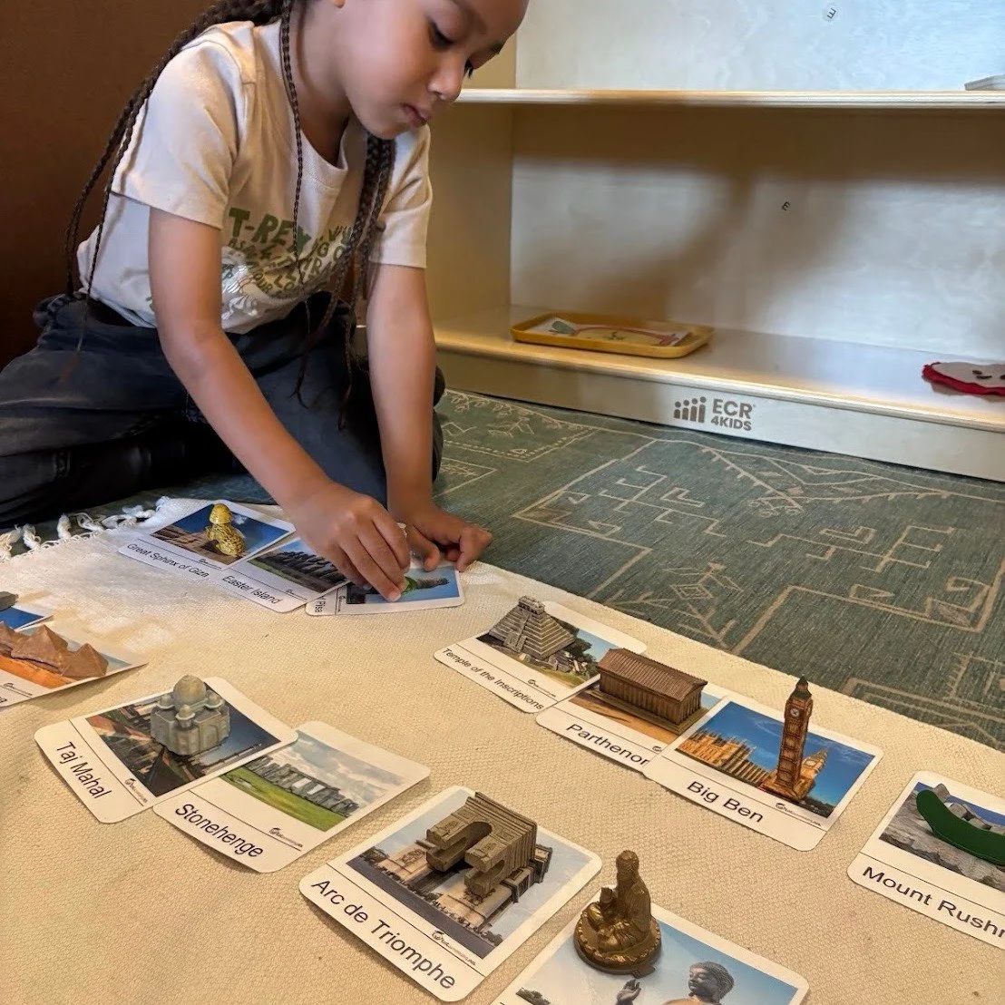 In Montessori, cultural studies introduce children to the wider world and their place in it. They include geography, history, science, art, and music, presented in hands-on, interconnected ways. Children explore maps, land and water forms, continents