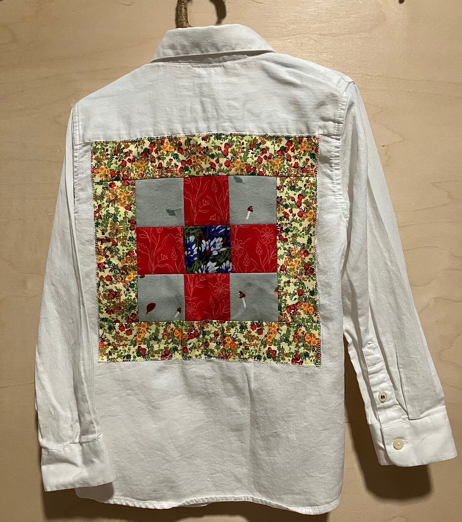 Colorful patchwork collared shirt (7)