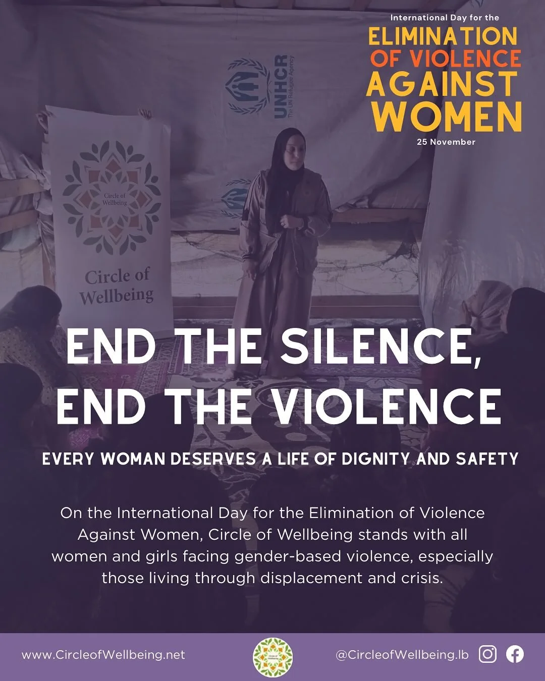 Today is the International Day for the Elimination of Violence Against Women. Circle of Wellbeing continues its work in Lebanon through GBV awareness sessions, survivor support, and community programs that help women and girls recognize their rights 