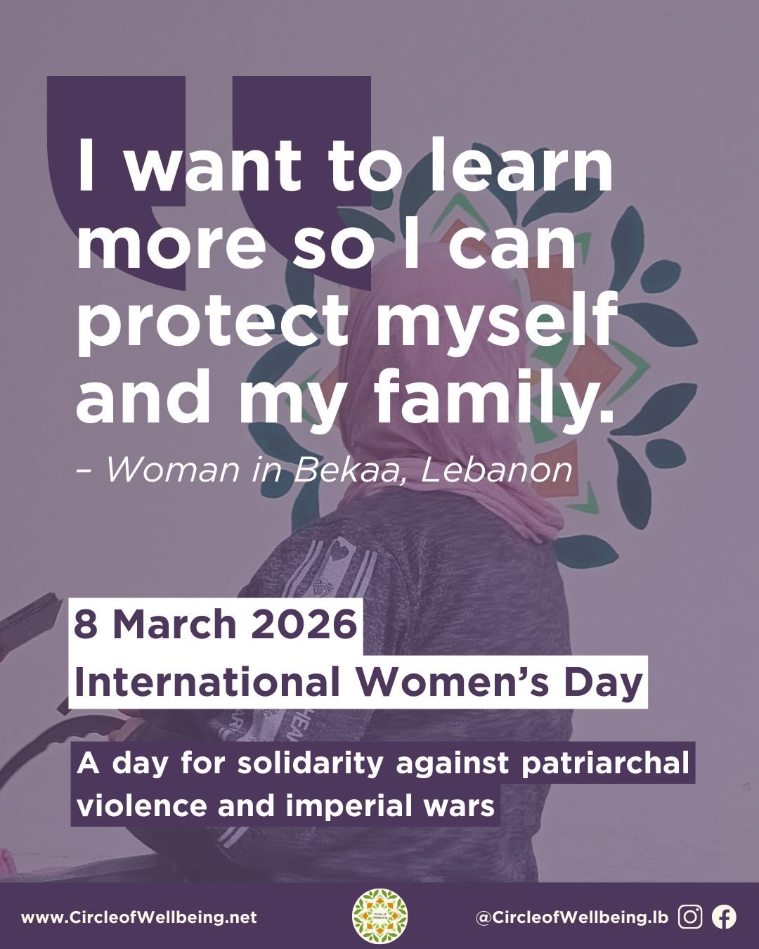Happy International Women&rsquo;s Day💜

Today we highlight the strength of women everyday and call for an end to patriarchal violence and imperial wars.

Last weekend, we gathered with women at our center in Bekaa for a Women&rsquo;s Day celebration