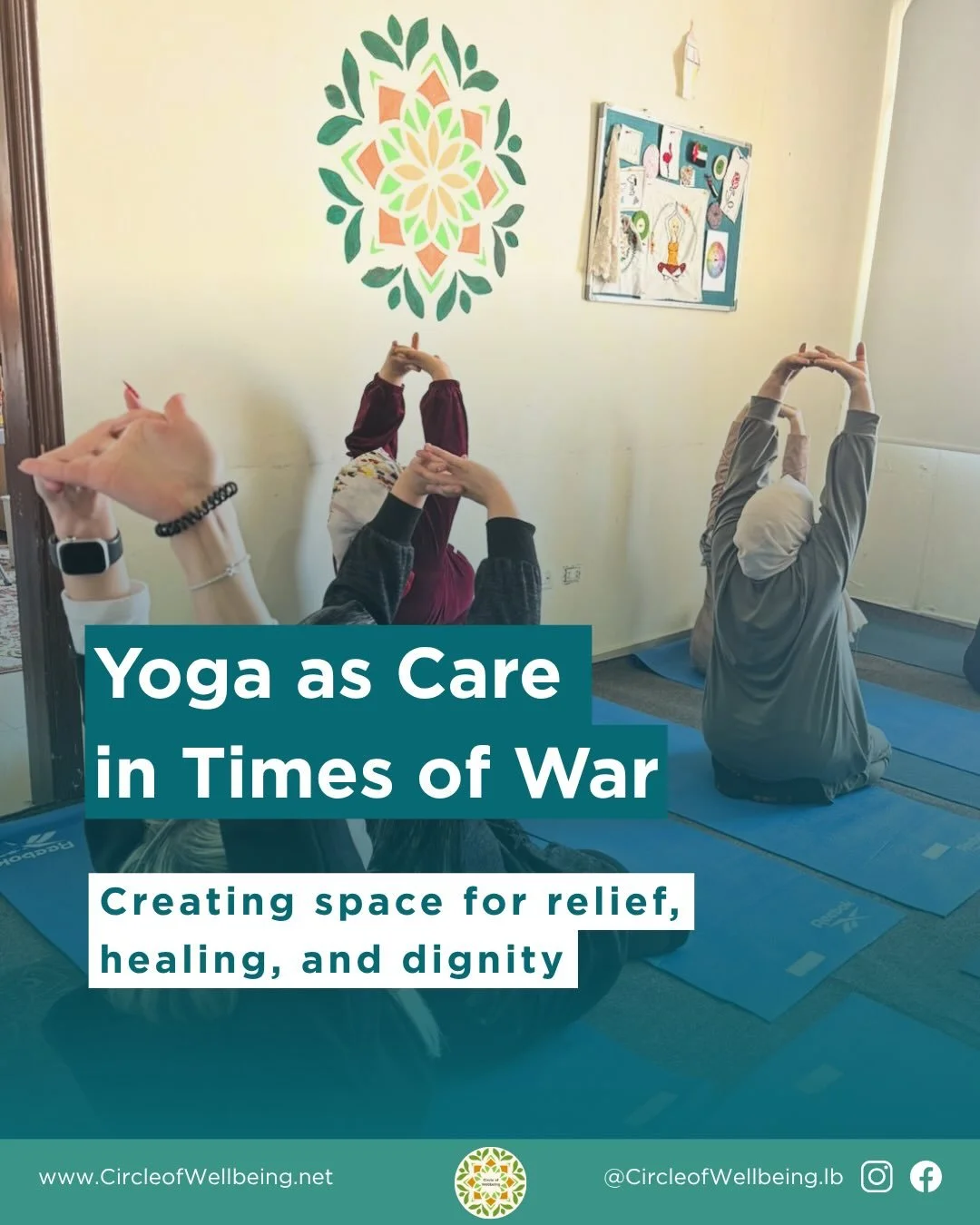 Amidst the war in Lebanon, we partnered with @koun.ngo to create a small but consistent space for women to breathe, move, and reconnect with their bodies. Each week, for one hour, yoga sessions were offered at our center with childcare provided so mo