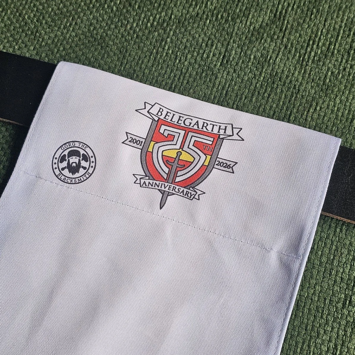 White beltflag with silver juiblee and Gorgtech logo
