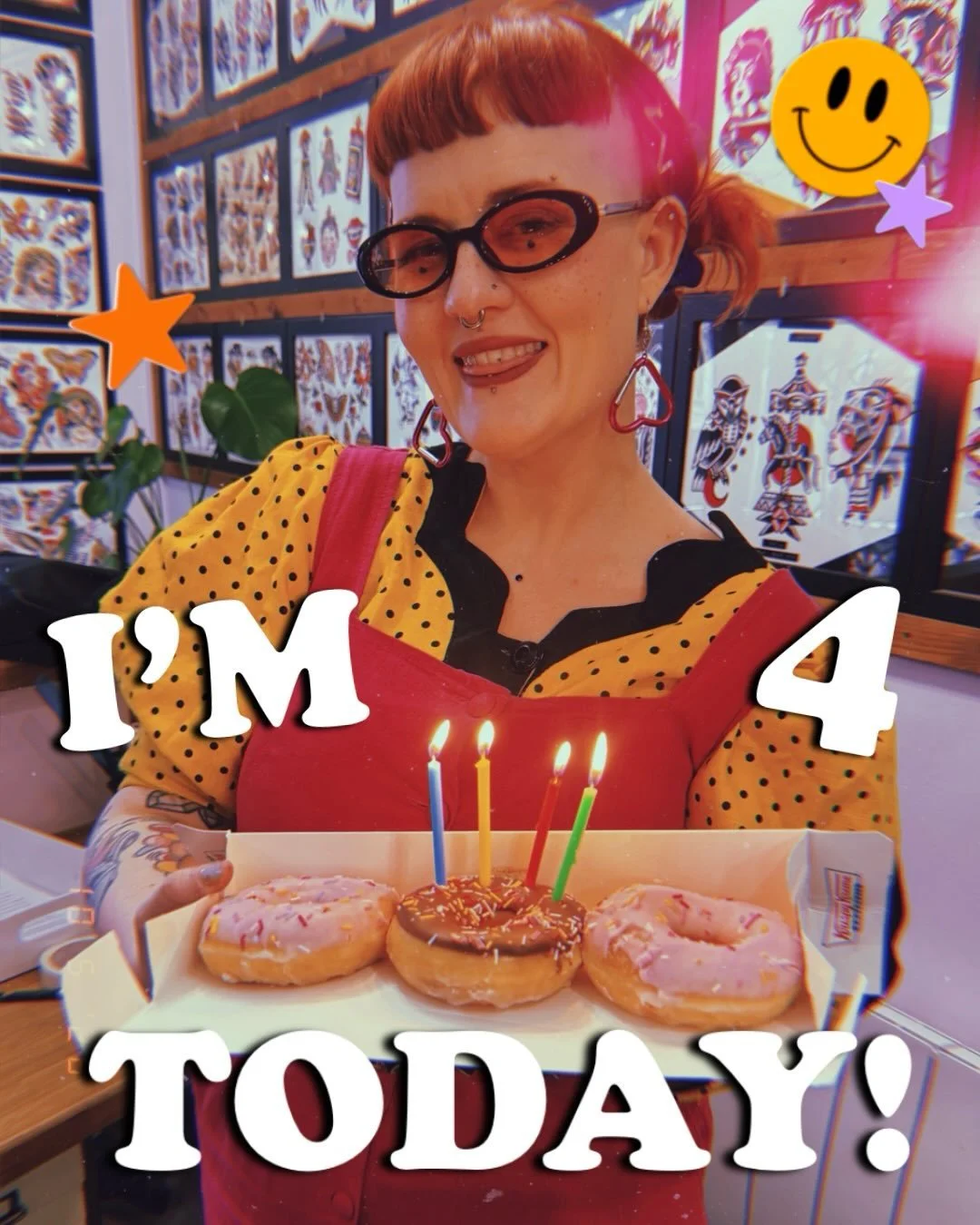 Hey divas, it&rsquo;s me - your iconically inconsistent poster! Today we celebrate my 4th tattooiversary! That means you lovely lot have been letter me stab you for FOUR WHOLE YEARS. Thank you to everyone who has ever let me make something for them, 