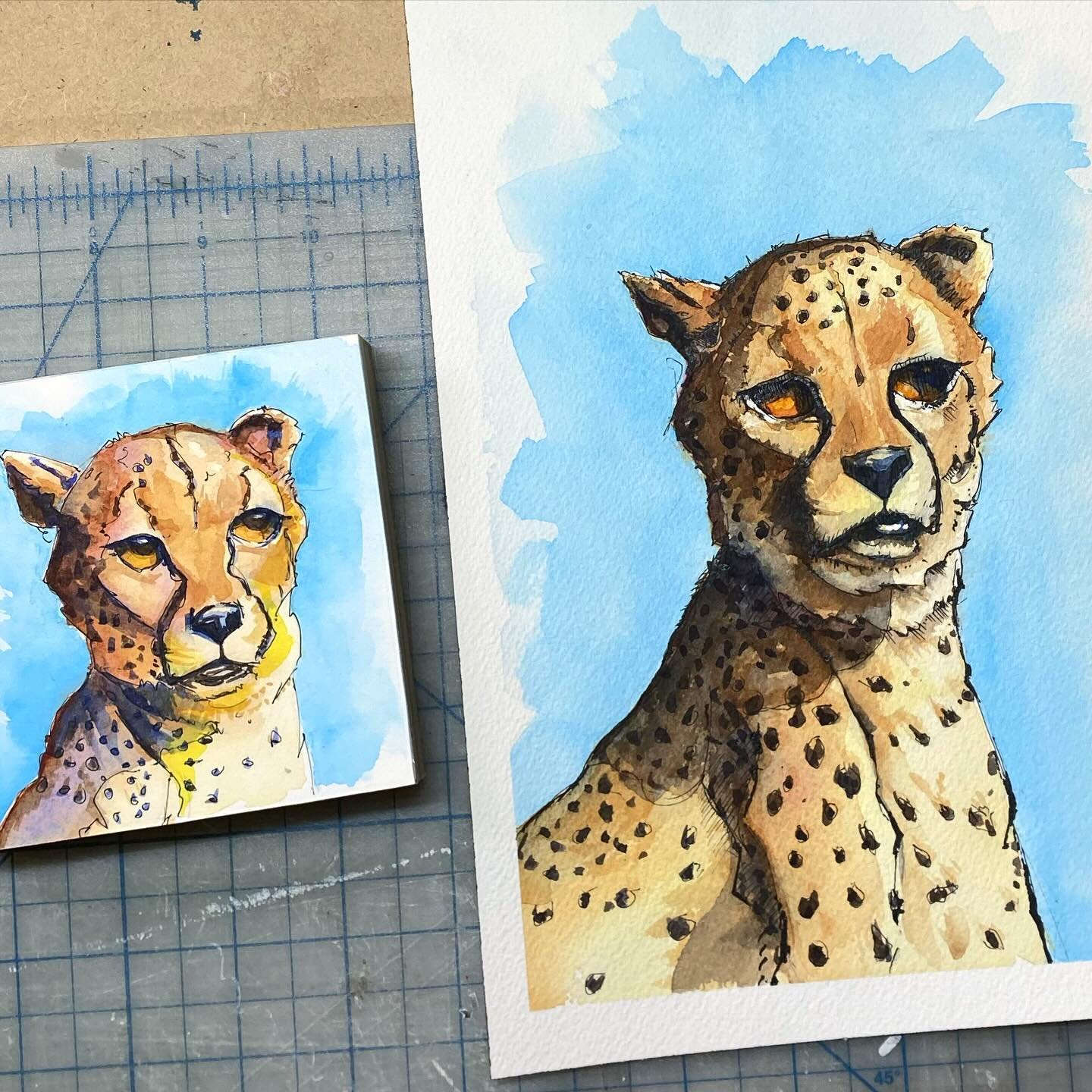 A cheetah and a cheetah. Both painted on instgram Live&rsquo;s today. The bigger one at 9am and the tiny square one at 9pm. Next time I&rsquo;m on live, I&rsquo;ll plan it ahead and schedule it so you can tune in. 

I&rsquo;m on the alphabet animal k