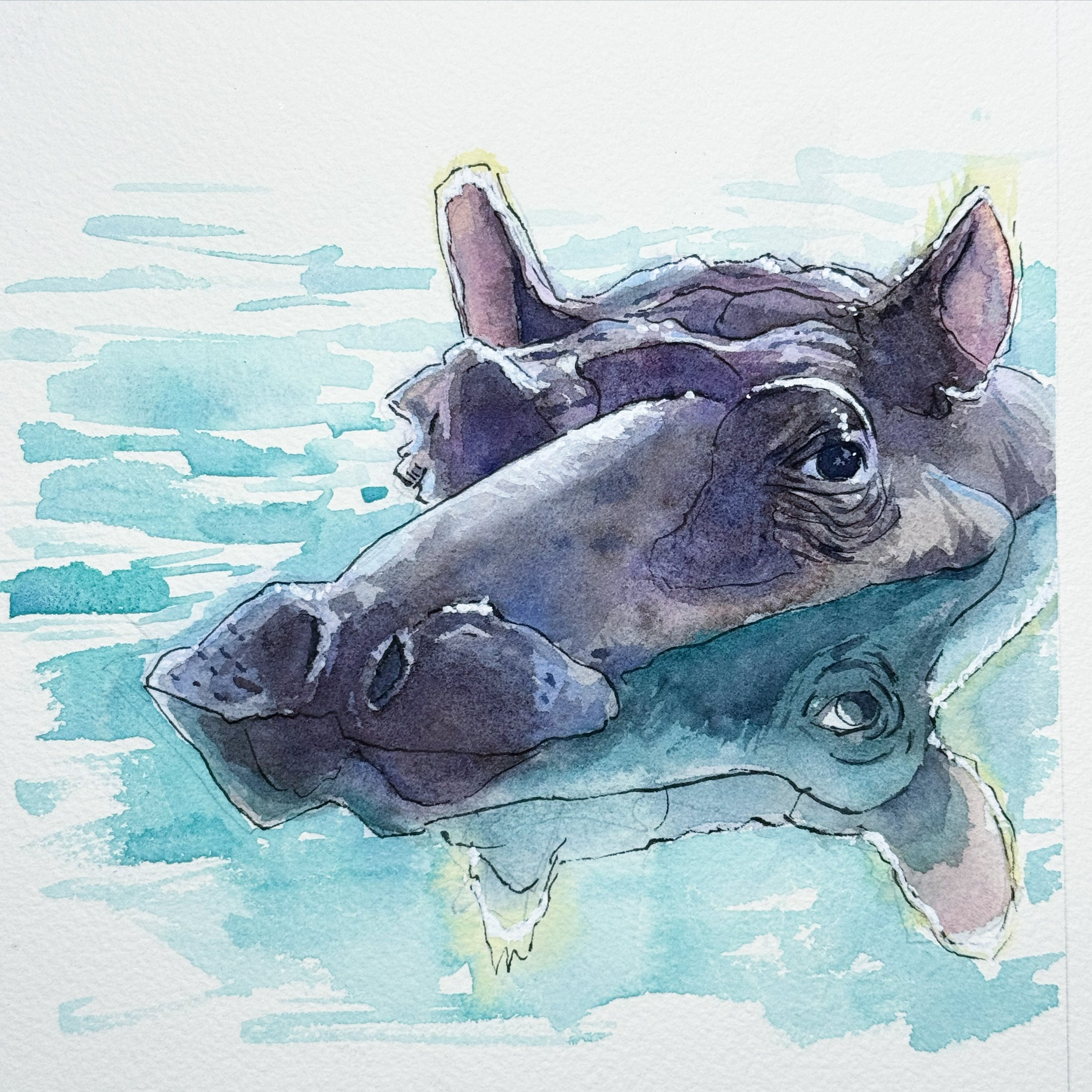 H is for Hippo. 
Did you miss the Live feed of me painting this? Don&rsquo;t worry, I posted it. It&rsquo;s the most recent video in my feed. I talked with @vanessakjupe (founder of @leva.app, former coworker at @directv, and relentless entrepreneur)